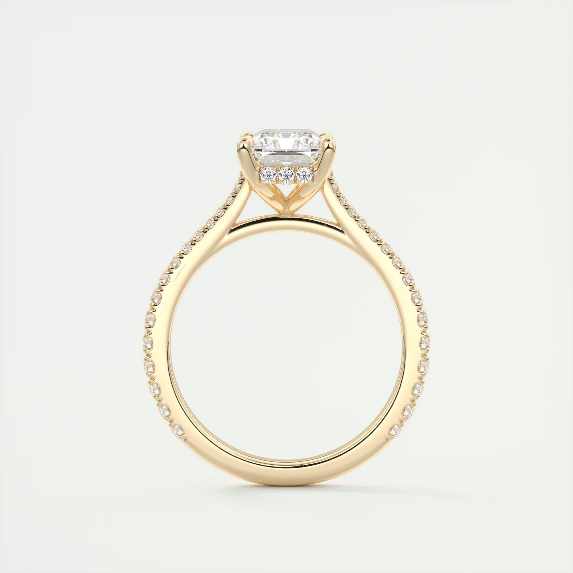Angle 2 Carat Radiant Hidden Halo Cathedral Setting