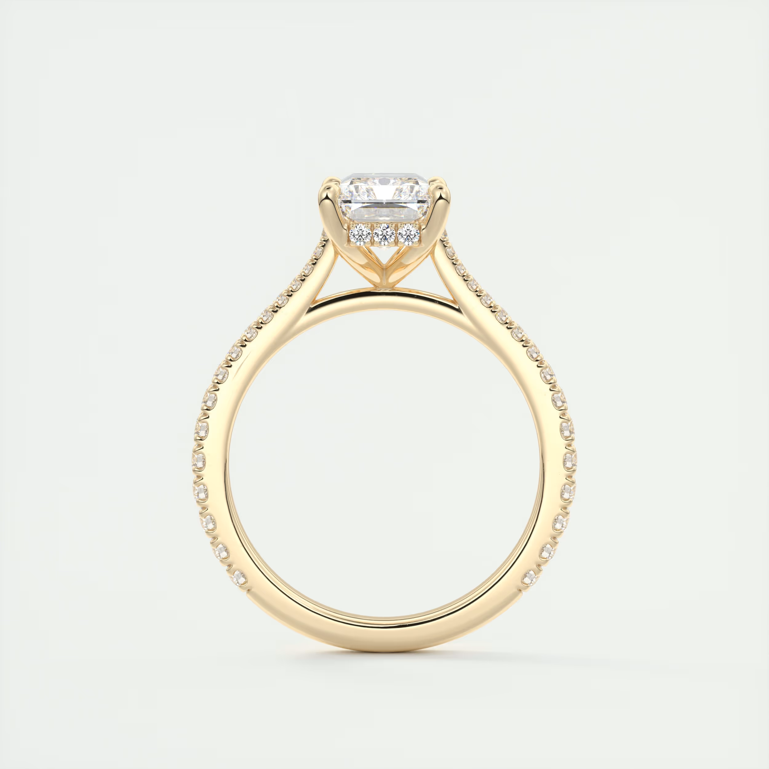 Angle 2 Carat Radiant Hidden Halo Cathedral Setting