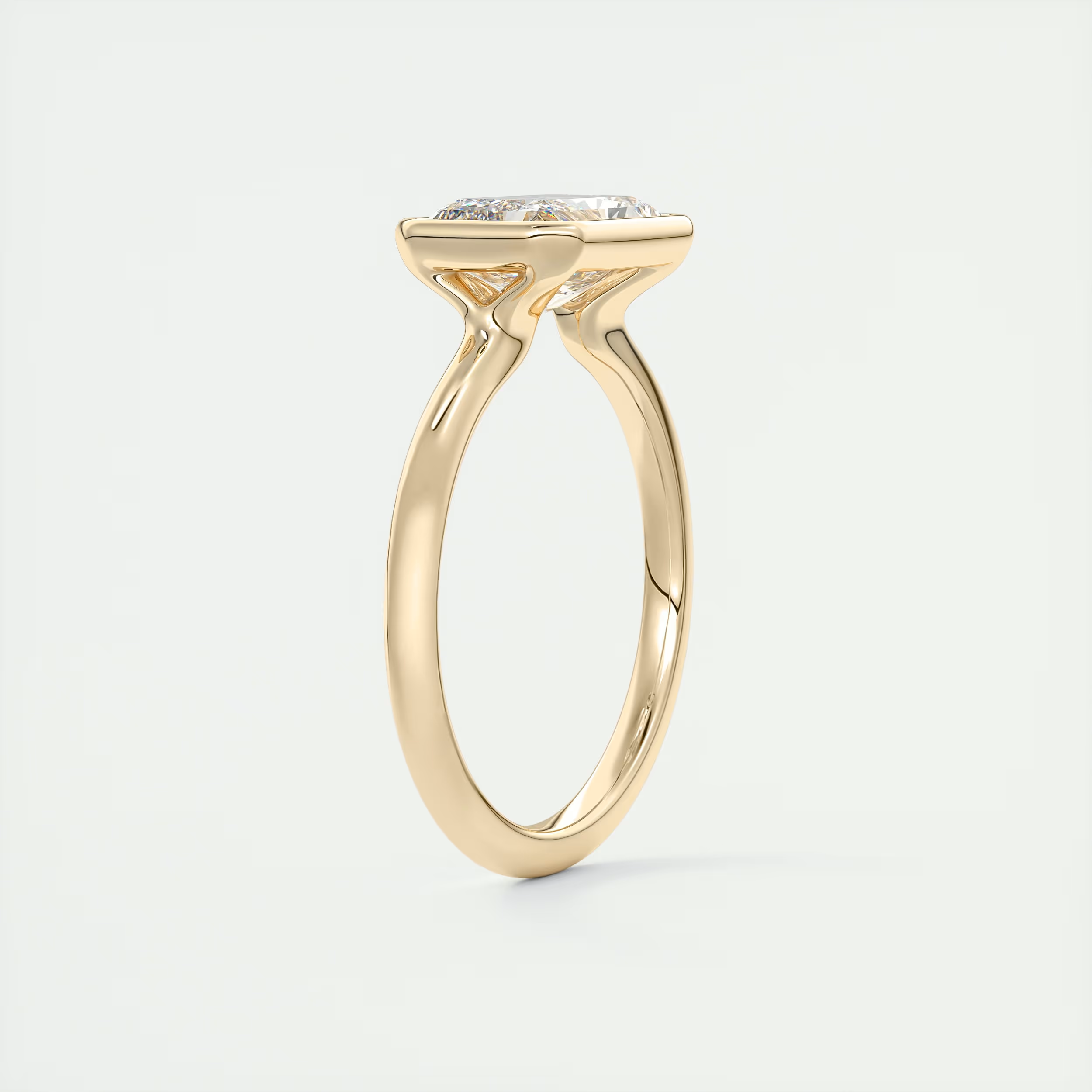 2 ct Radiant East-West Flush Stacking Bezel Solitaire