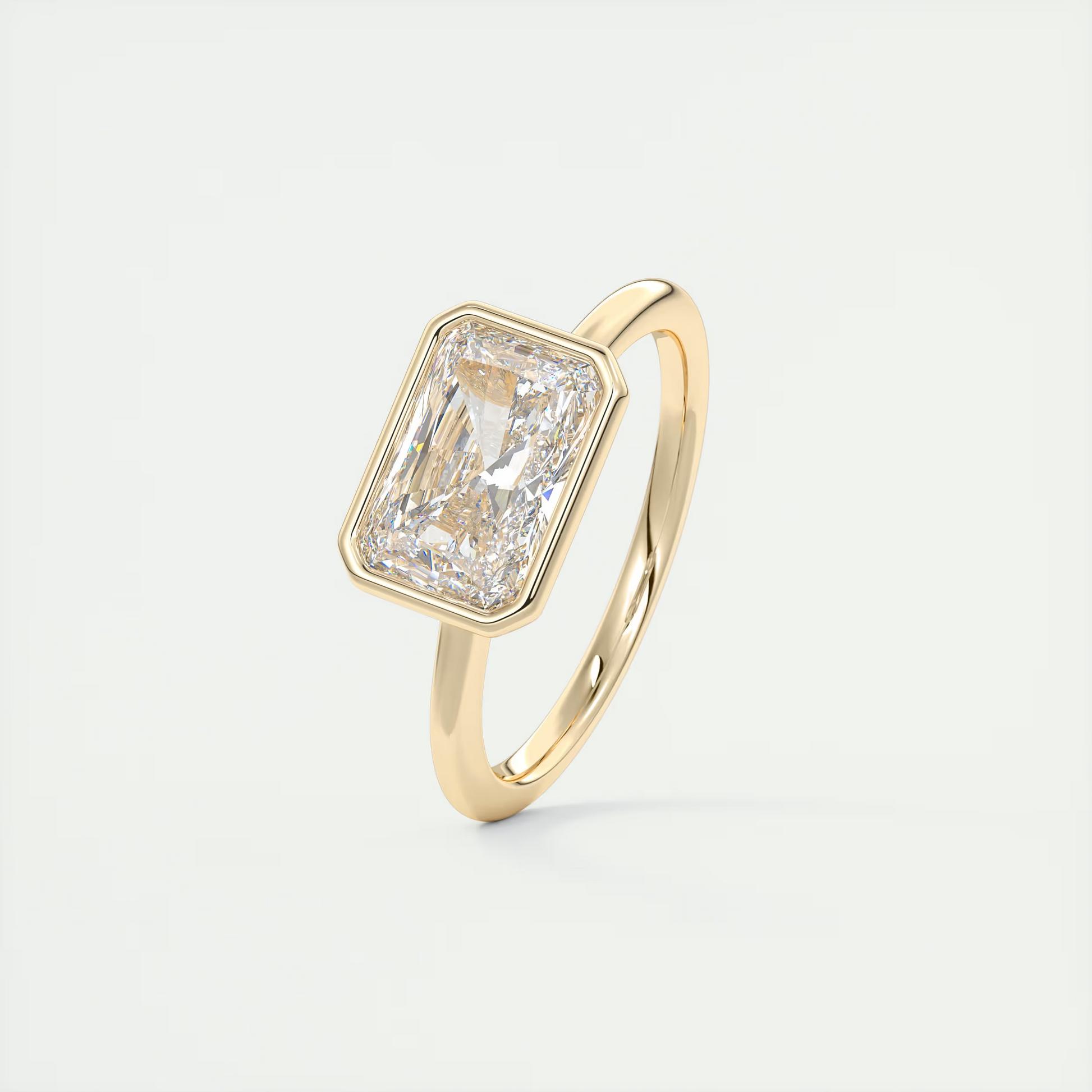 2 ct Radiant East-West Flush Stacking Bezel Solitaire