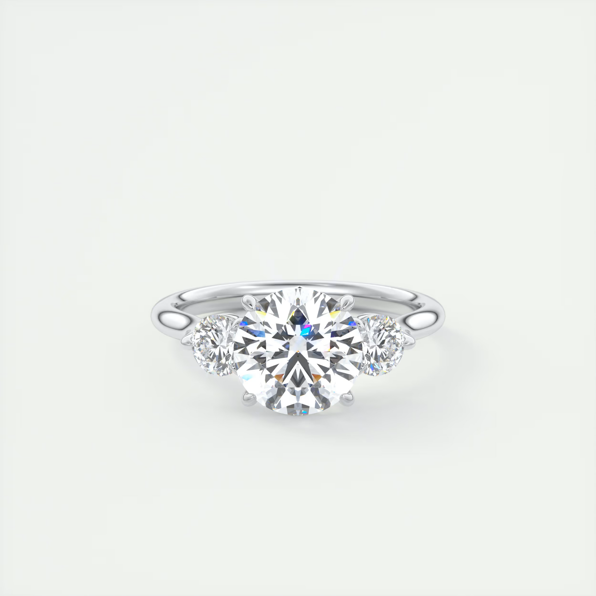 Eternal 2 Carat Round Cathedral Three-Stone Engagement Ring