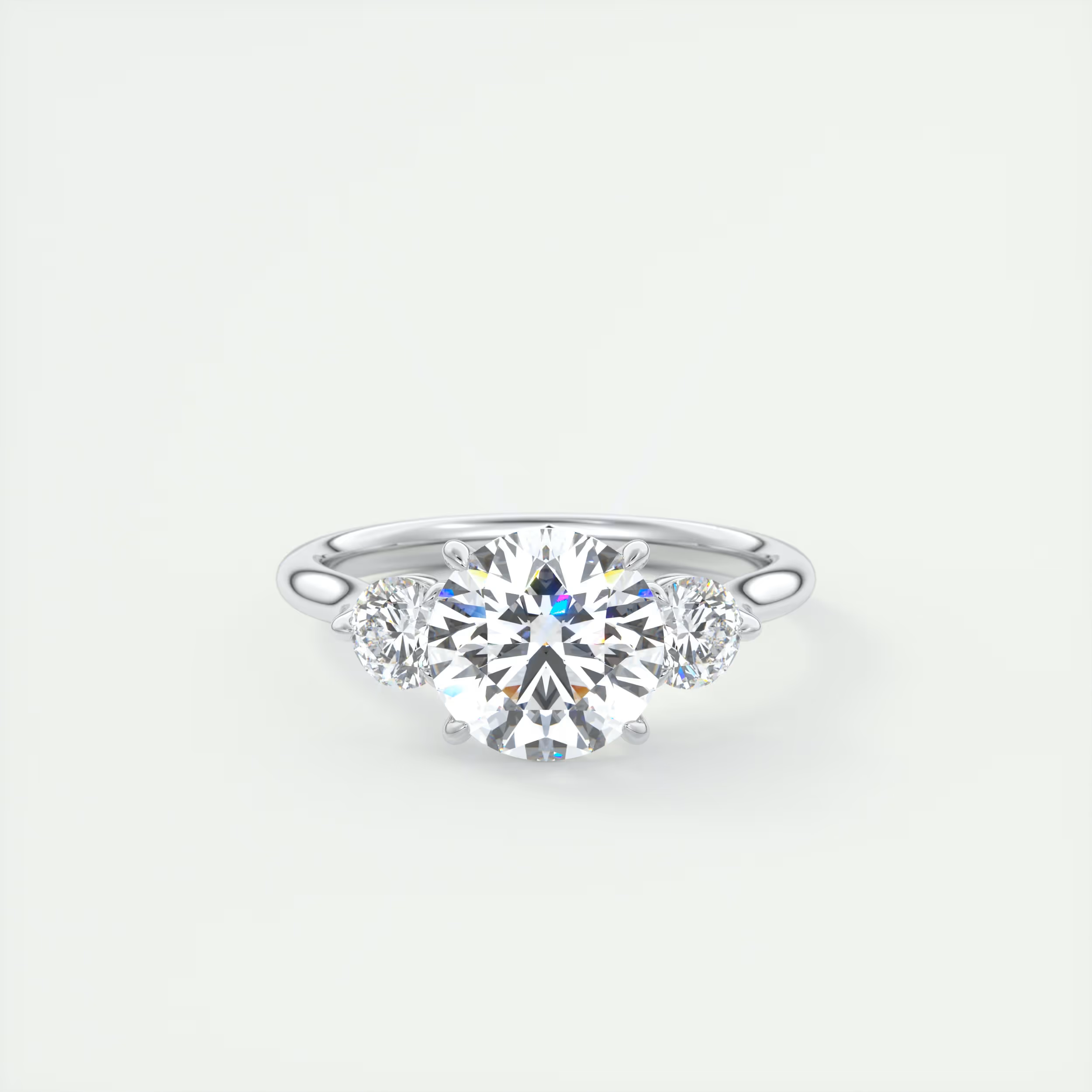 Eternal 2 Carat Round Cathedral Three-Stone Engagement Ring
