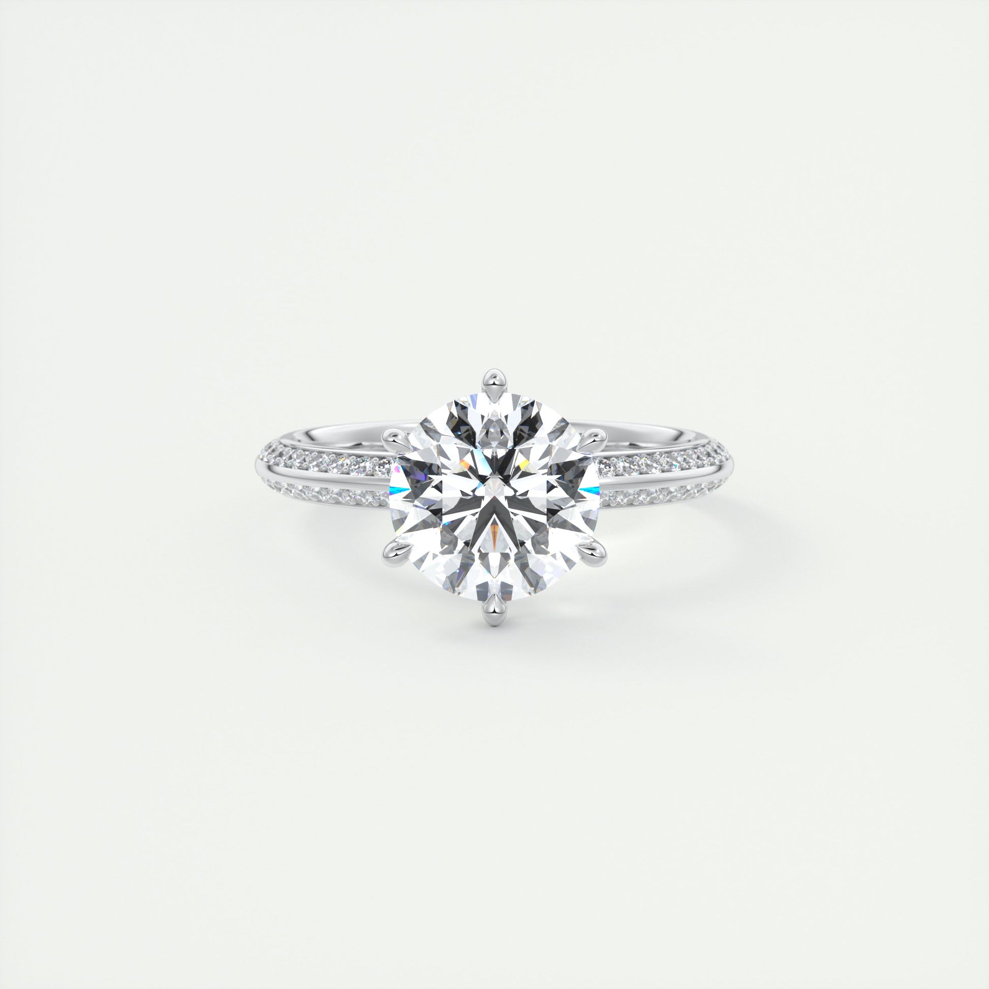 2 Carat Round Solitaire with Knife Edge Pavé Band