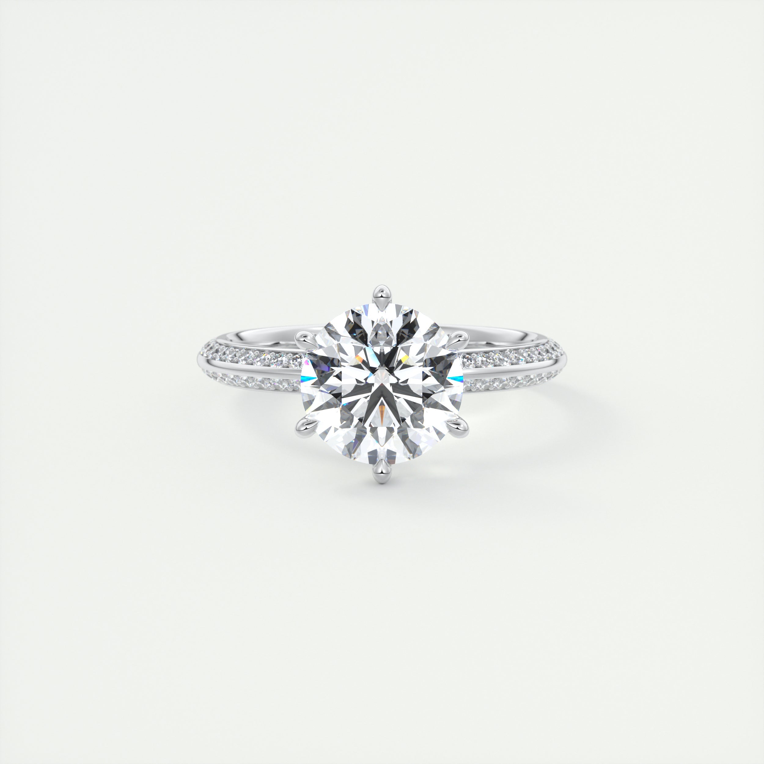 2 Carat Round Solitaire with Knife Edge Pavé Band