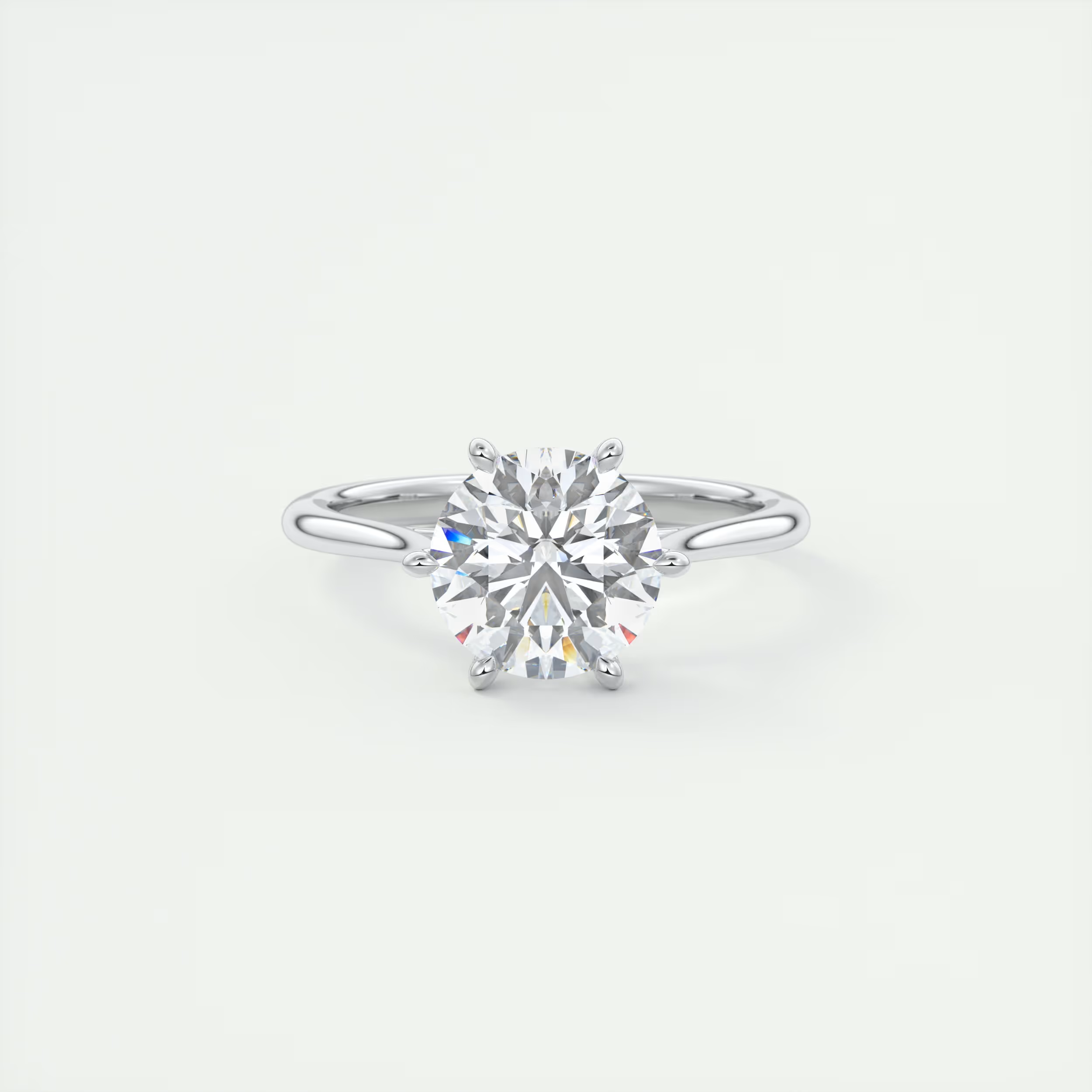 2 Carat Round Gold Cathedral Solitaire with Platinum Prongs 3