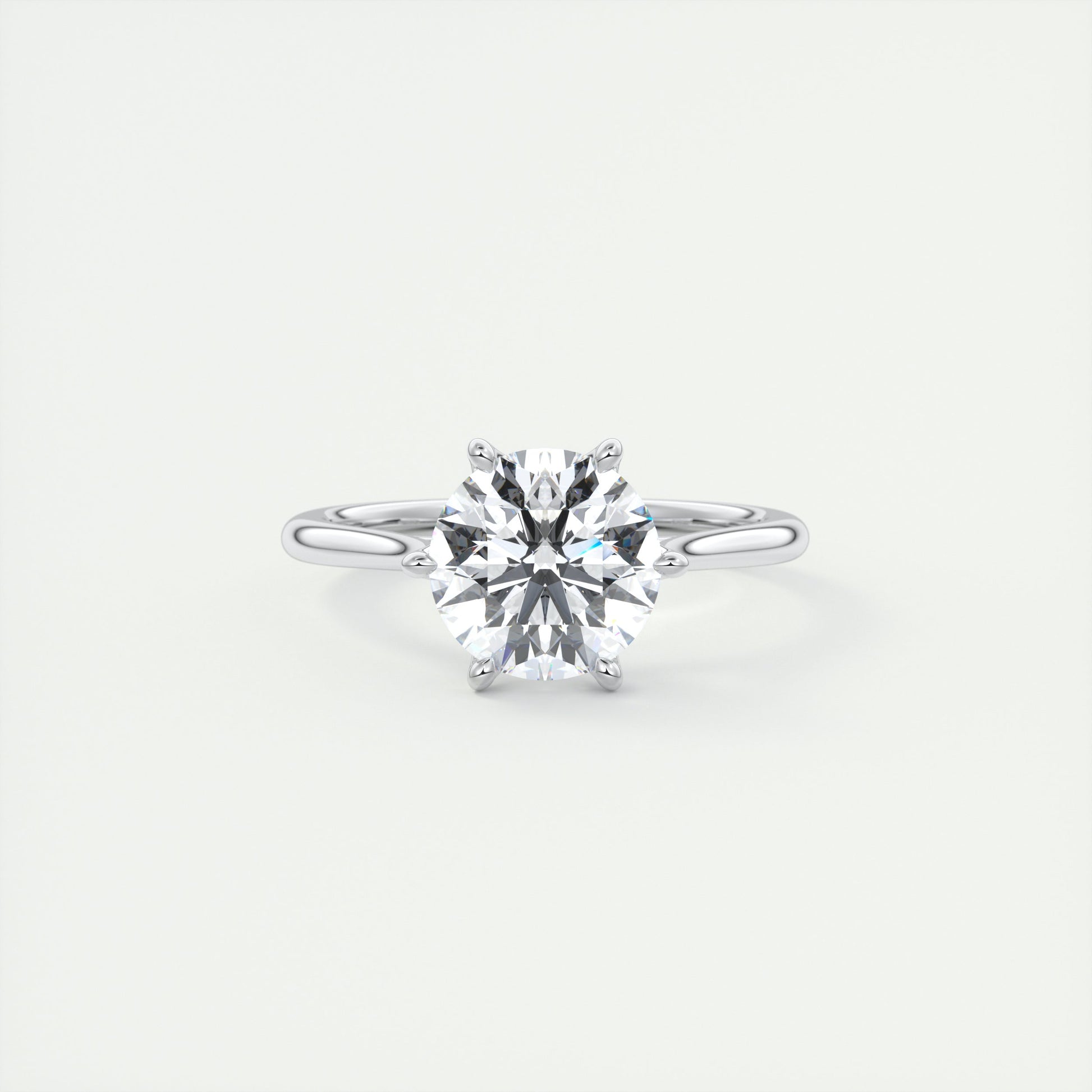 2 Carat Round Gold Cathedral Solitaire with Platinum Prongs