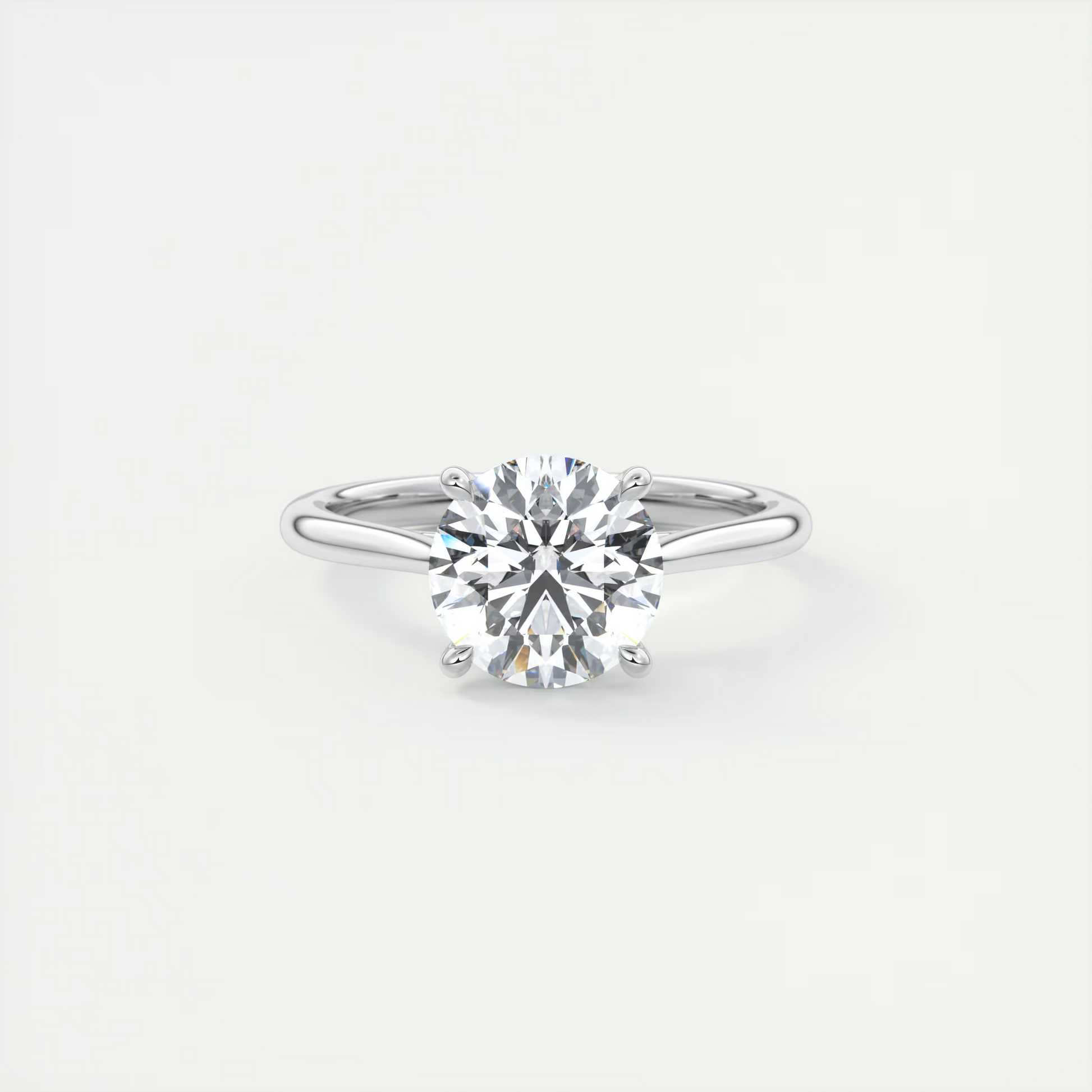 2 Carat Round Gold Cathedral Solitaire with Platinum Prongs 2