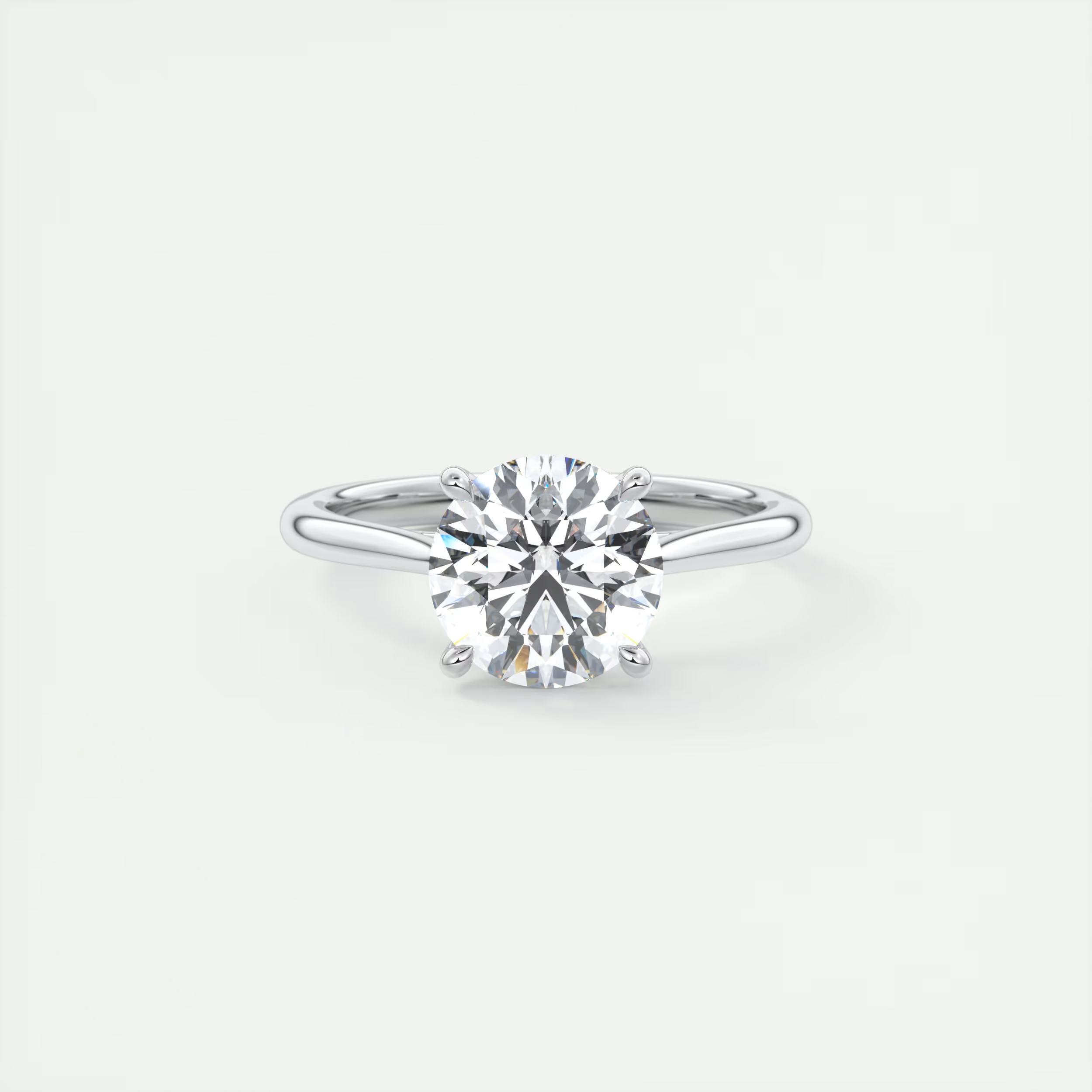 2 Carat Round Gold Cathedral Solitaire with Platinum Prongs 2