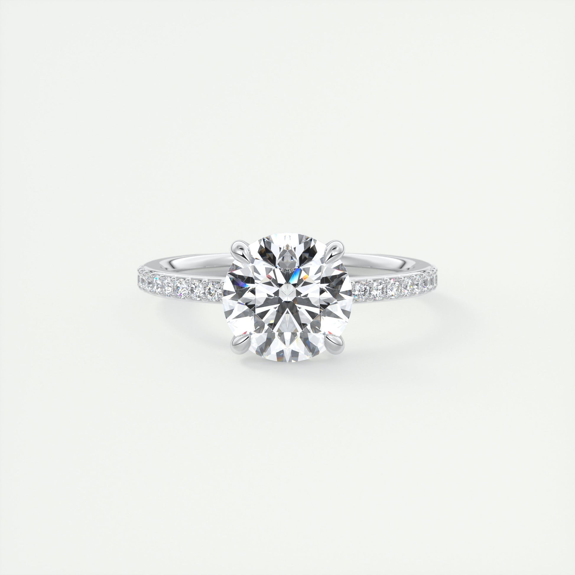 2 Carat Low Profile Round Pavé Solitaire