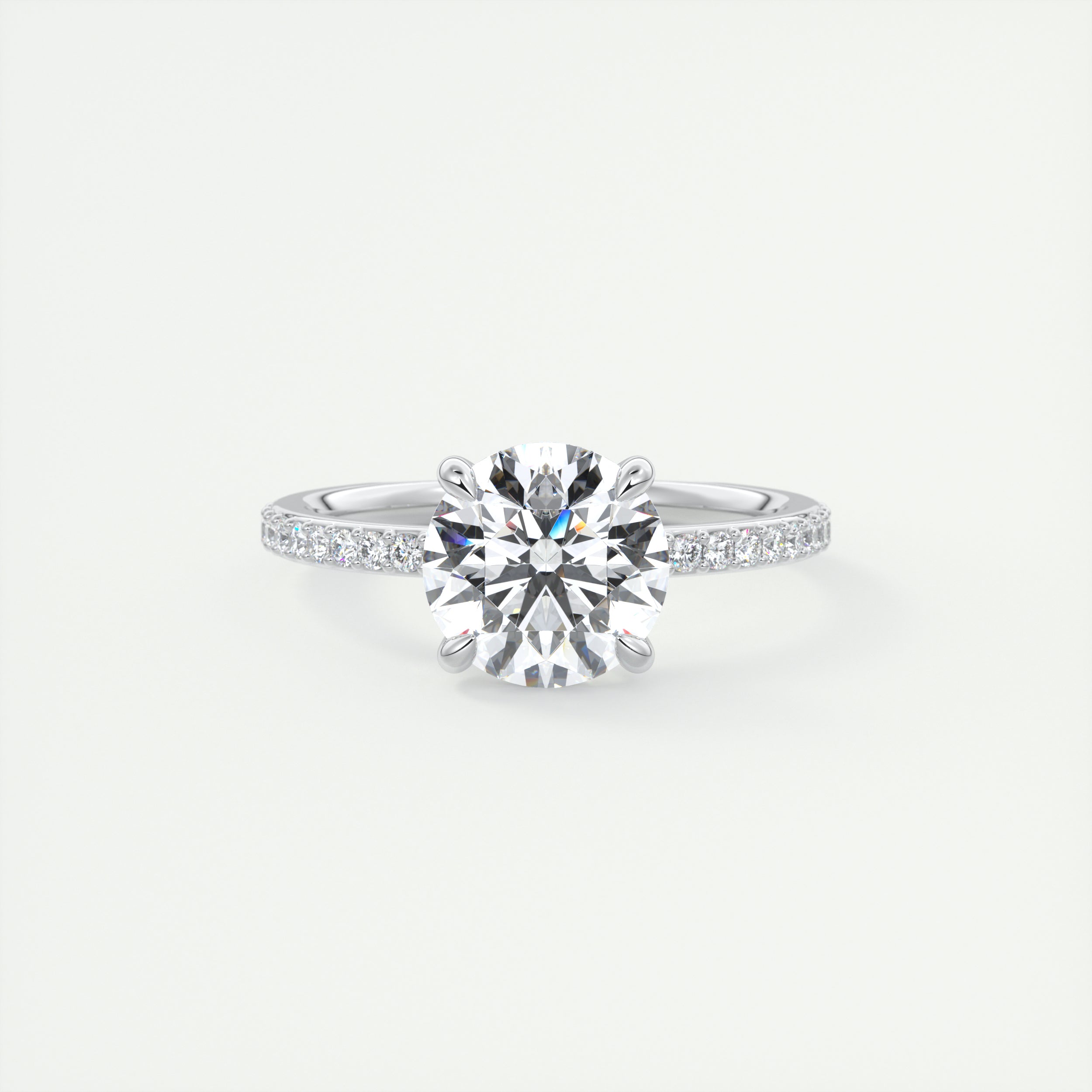 2 Carat Low Profile Round Pavé Solitaire