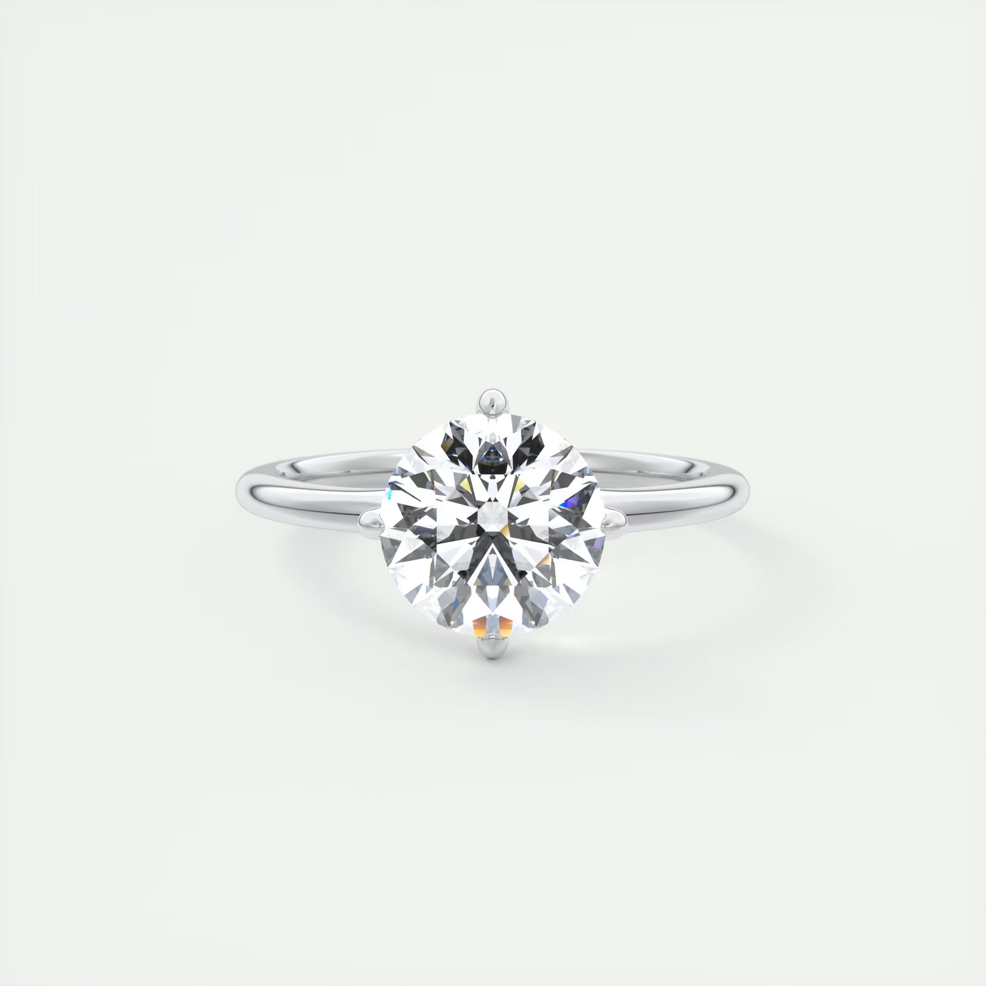 2 Carat Round Low Profile Compass Point Solitaire