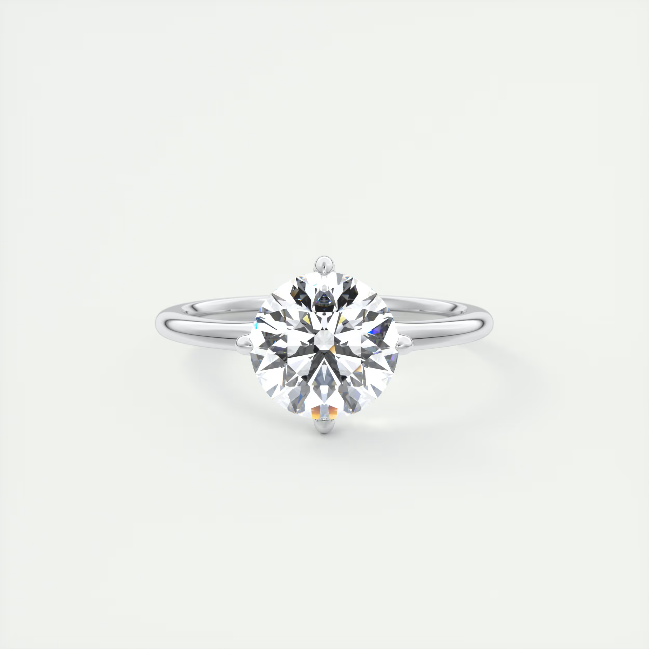 2 Carat Round Low Profile Compass Point Solitaire