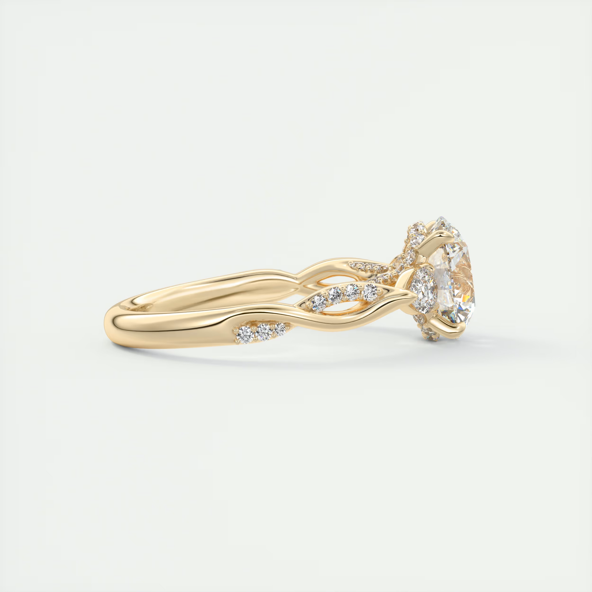 Infinity Twist 2 Carat Round Solitaire with 0.25tcw Pavé Band