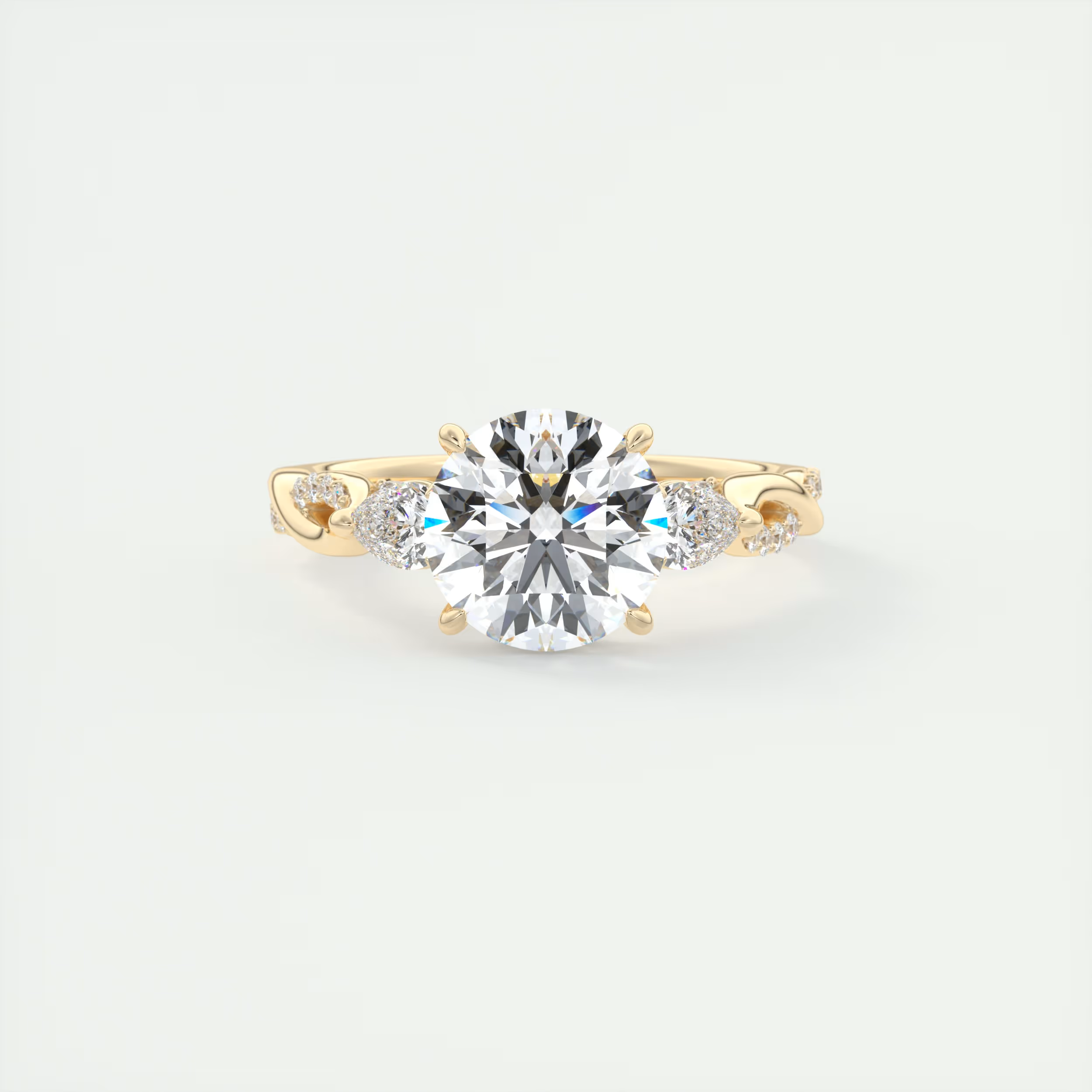 Eternal 2 Carat Round Cathedral Three-Stone Engagement Ring