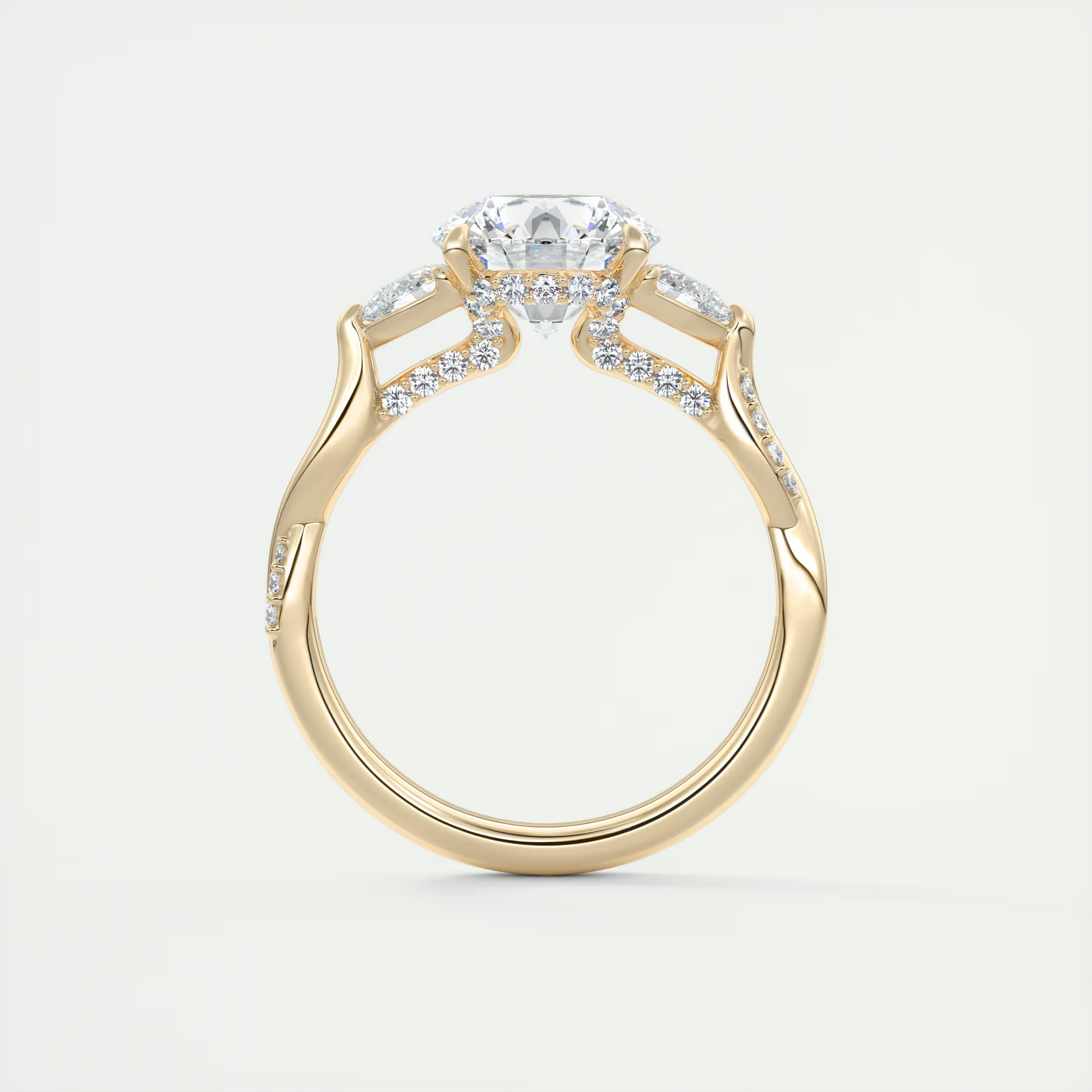 Infinity Twist 2 Carat Round Solitaire with 0.25tcw Pavé Band