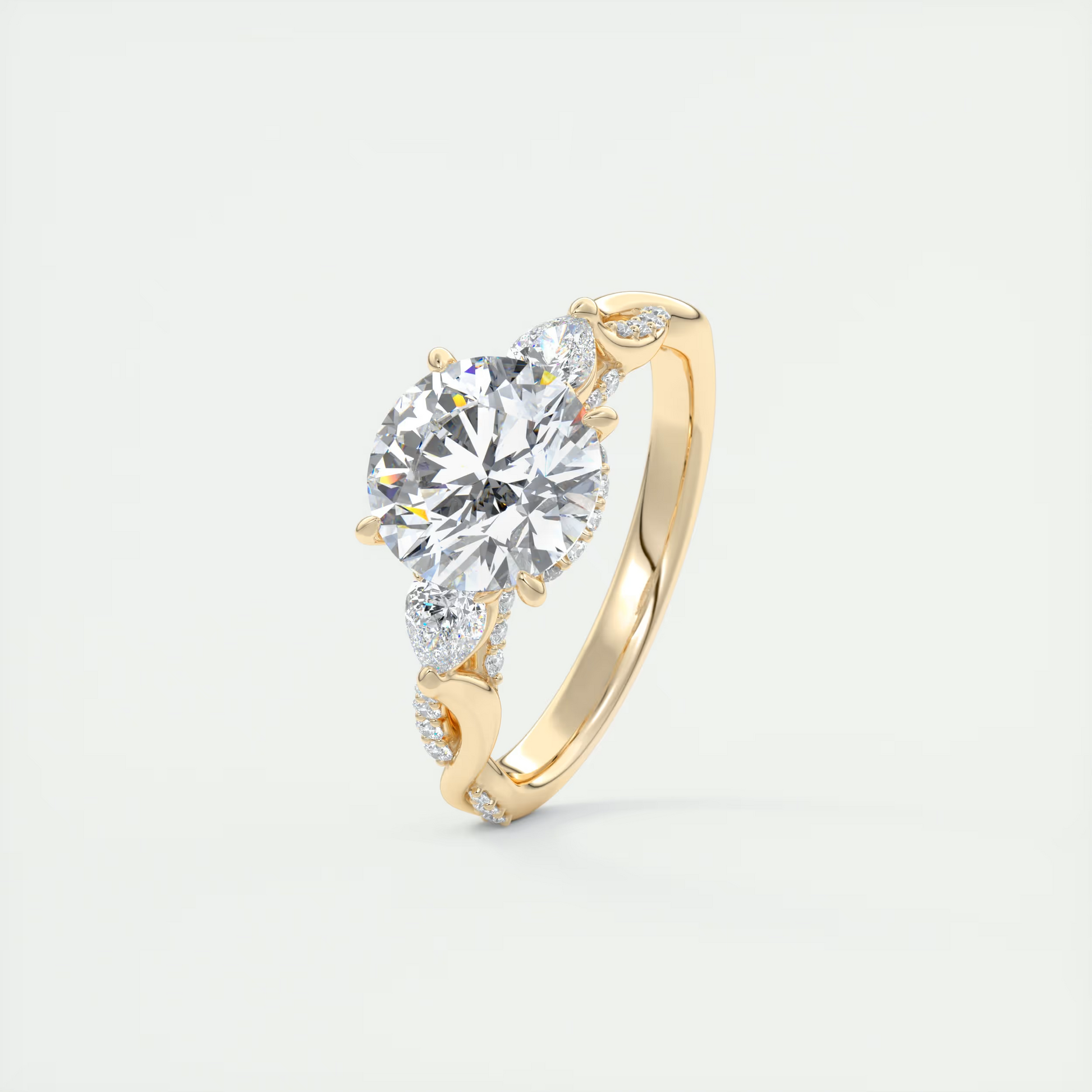 Infinity Twist 2 Carat Round Solitaire with 0.25tcw Pavé Band