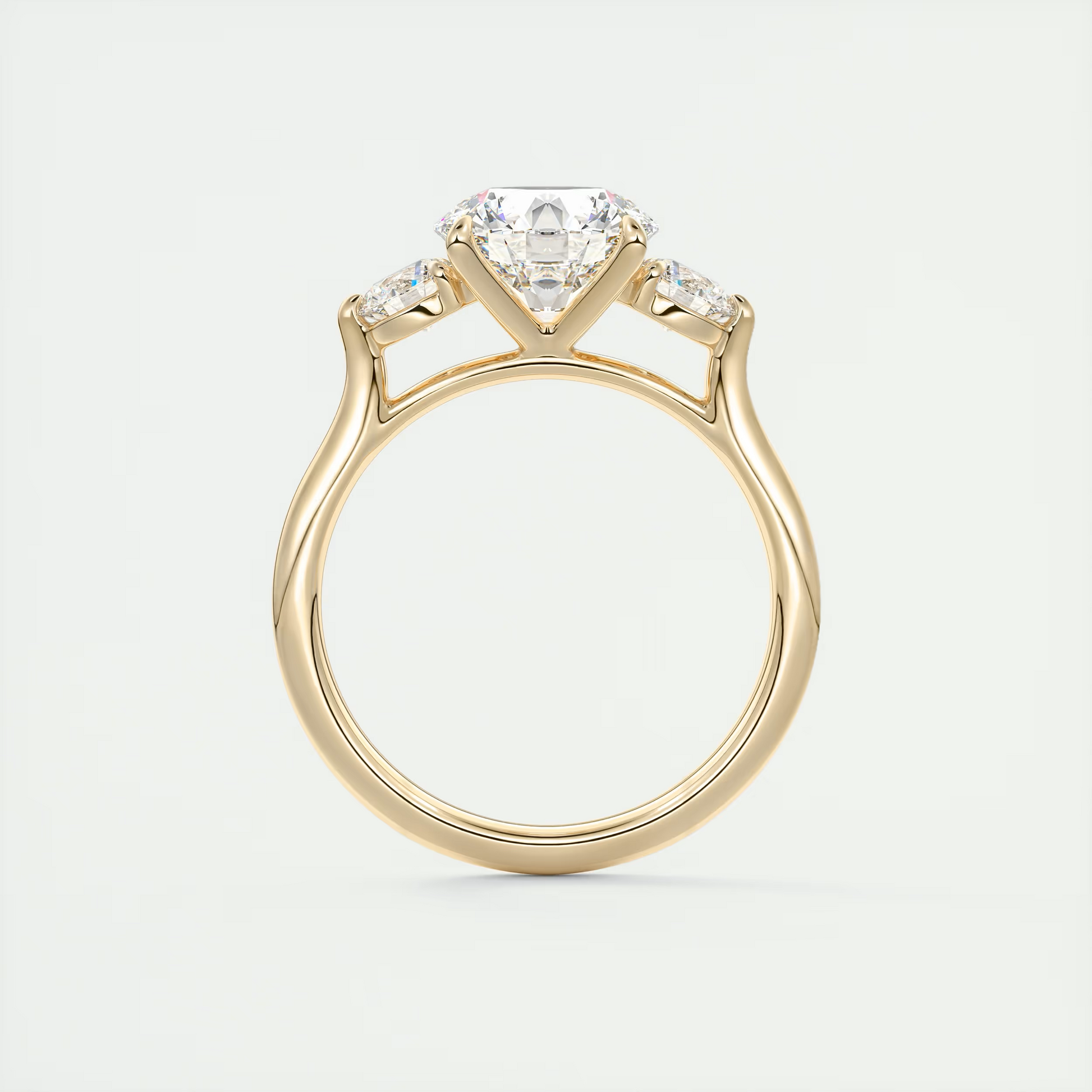 Eternal 2 Carat Round Cathedral Three-Stone Engagement Ring