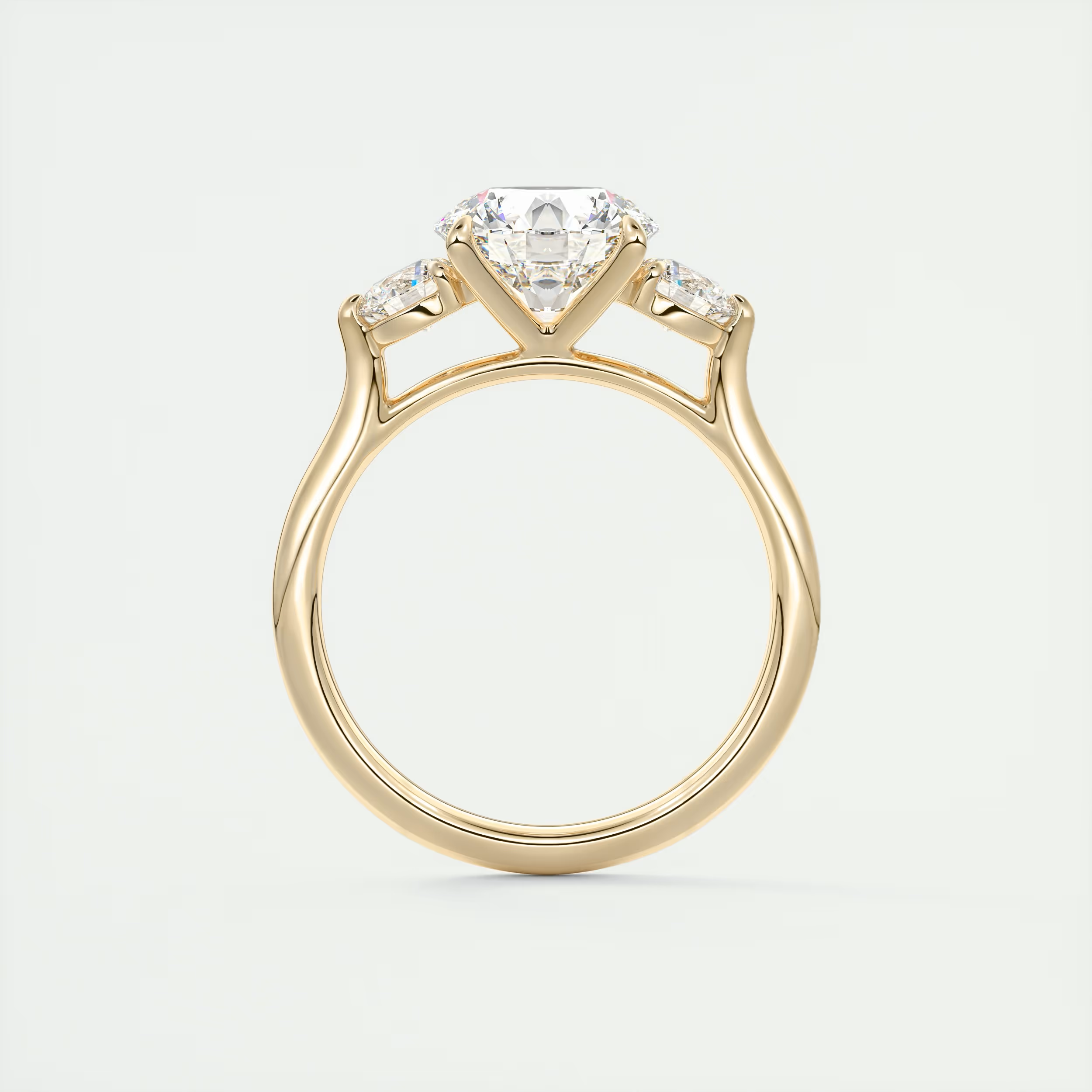 Eternal 2 Carat Round Cathedral Three-Stone Engagement Ring