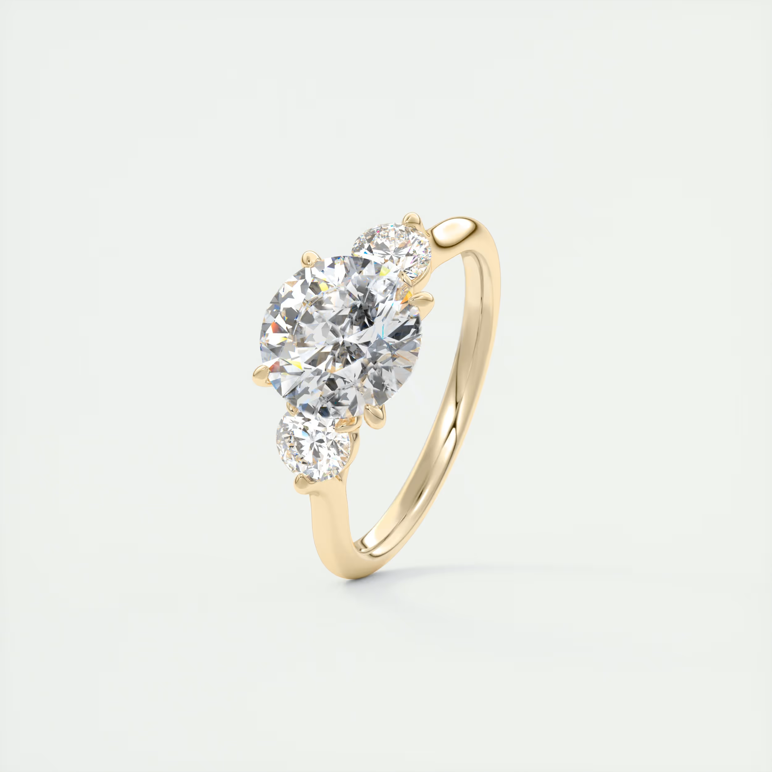 Eternal 2 Carat Round Cathedral Three-Stone Engagement Ring