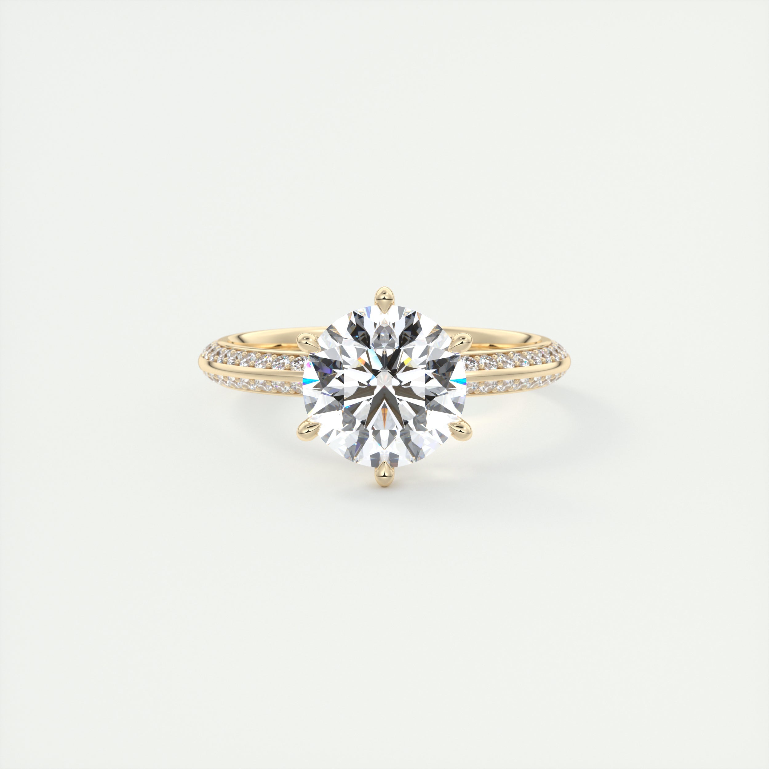 2 Carat Round Solitaire with Knife Edge Pavé Band