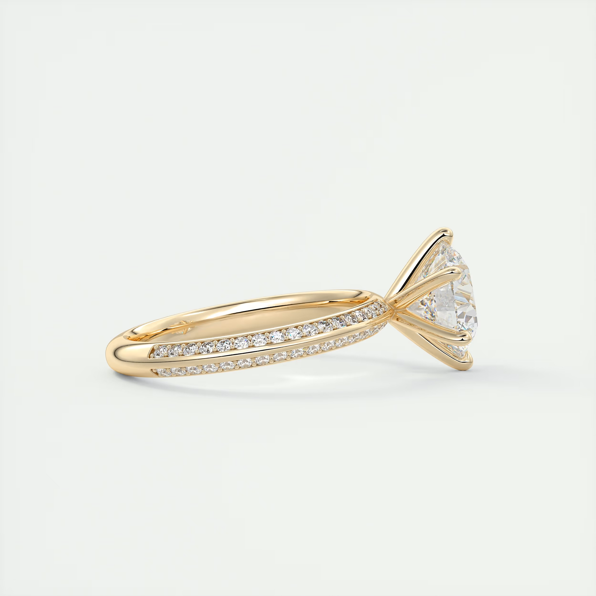 2 Carat Round Solitaire with Knife Edge Pavé Band