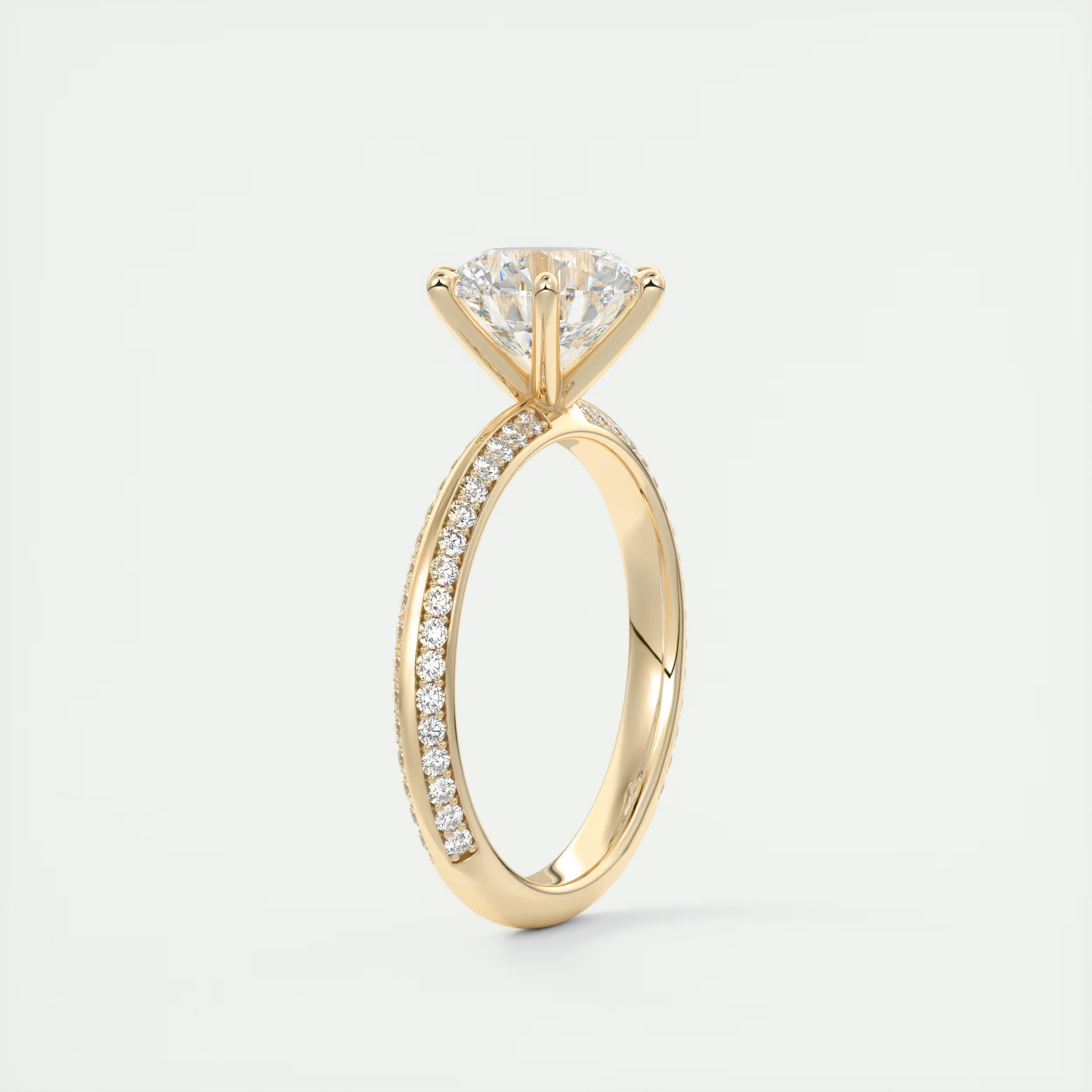 2 Carat Round Solitaire with Knife Edge Pavé Band