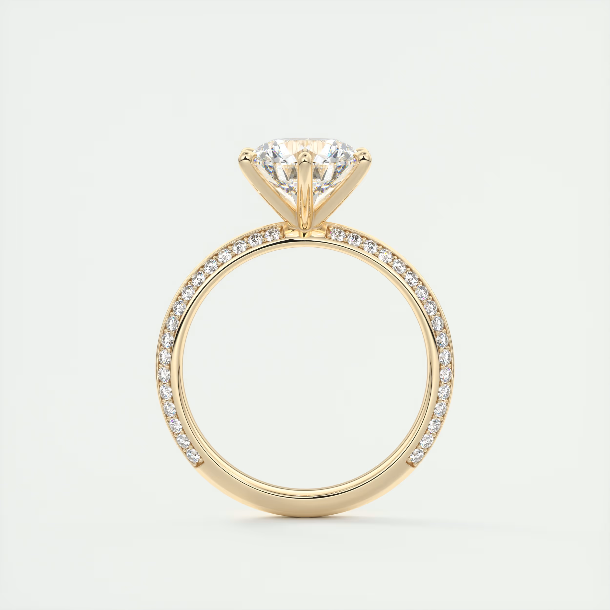 2 Carat Round Solitaire with Knife Edge Pavé Band