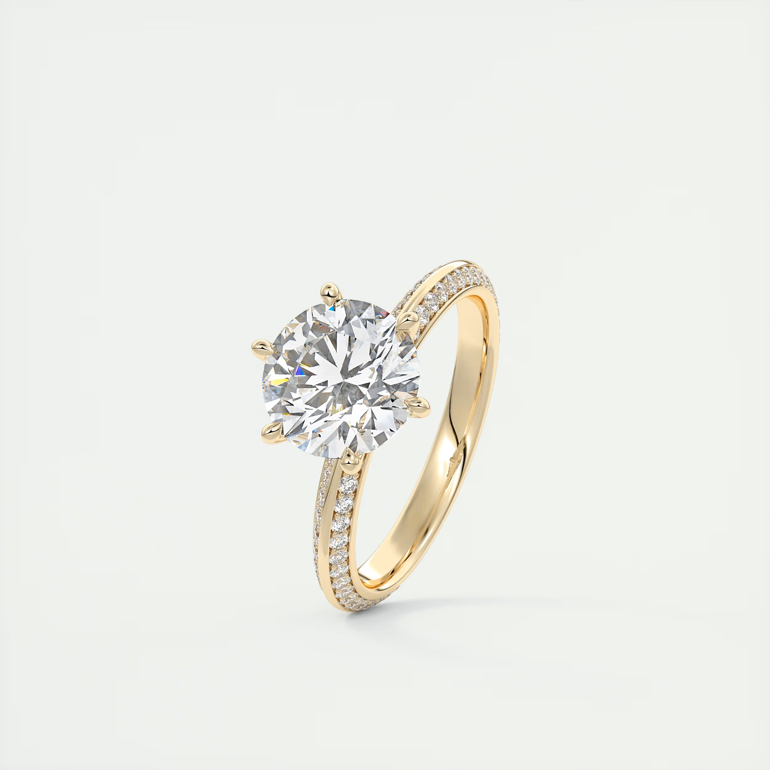 2 Carat Round Solitaire with Knife Edge Pavé Band