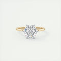 2 Carat Round Gold Cathedral Solitaire with Platinum Prongs 3