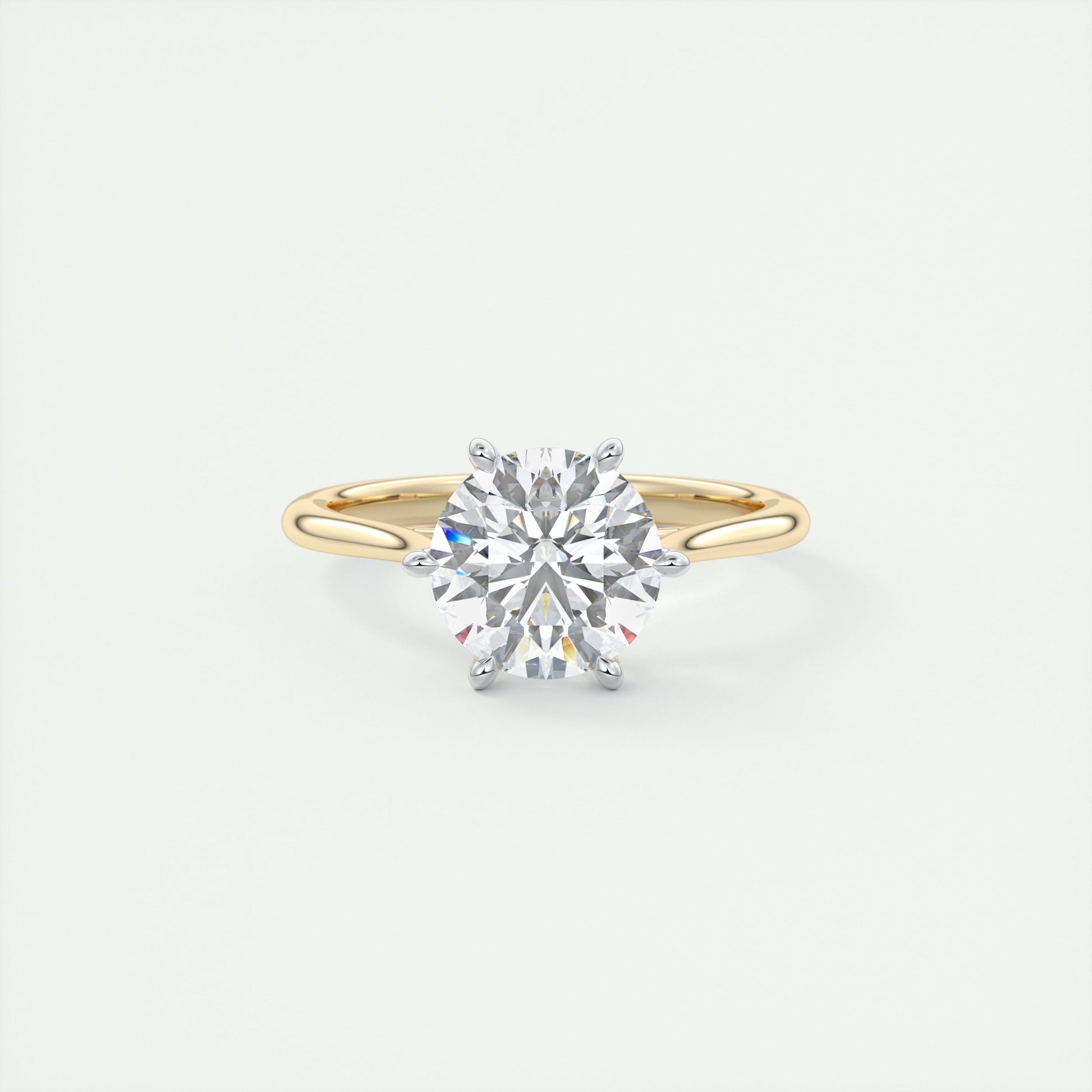 2 Carat Round Gold Cathedral Solitaire with Platinum Prongs 3