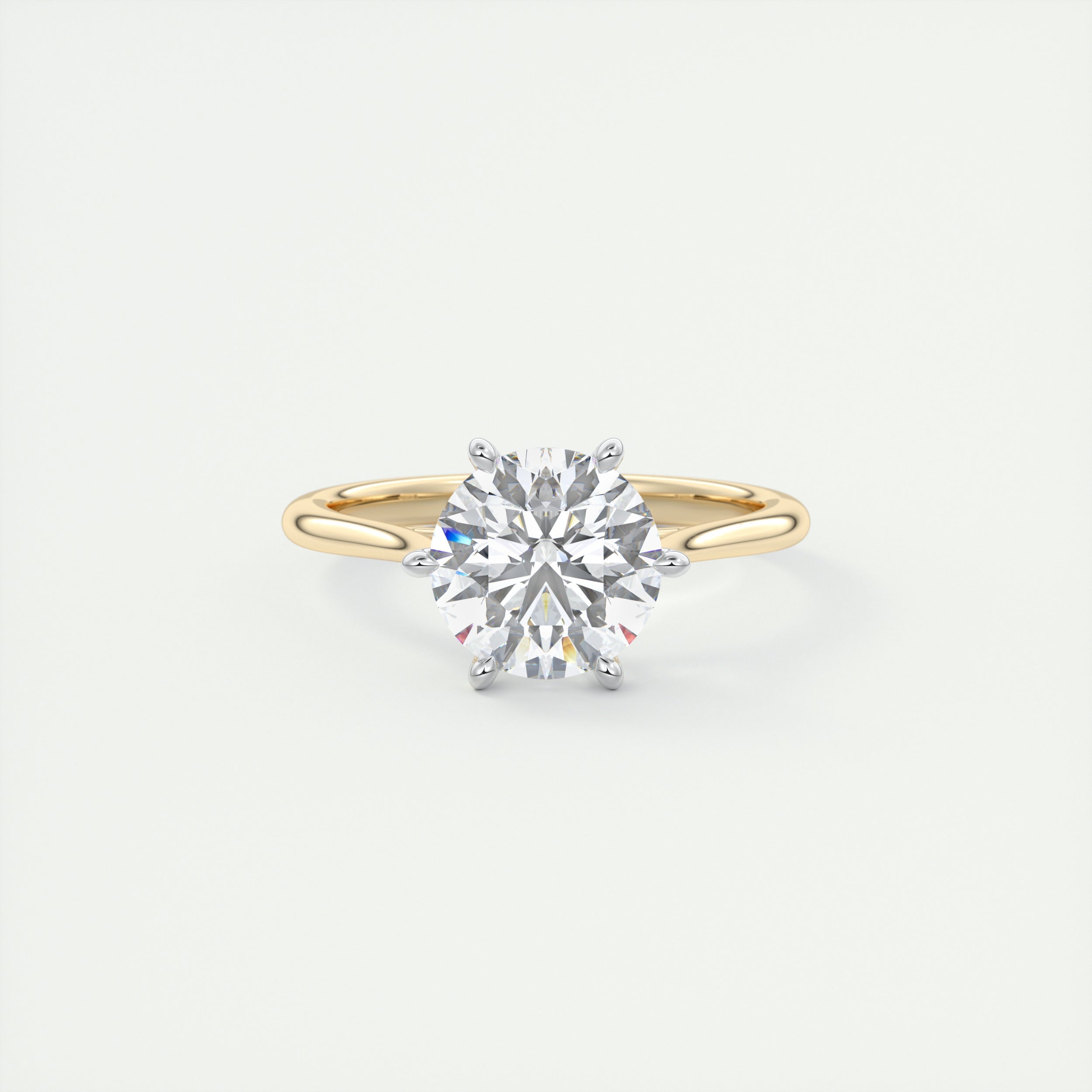 2 Carat Round Gold Cathedral Solitaire with Platinum Prongs 3