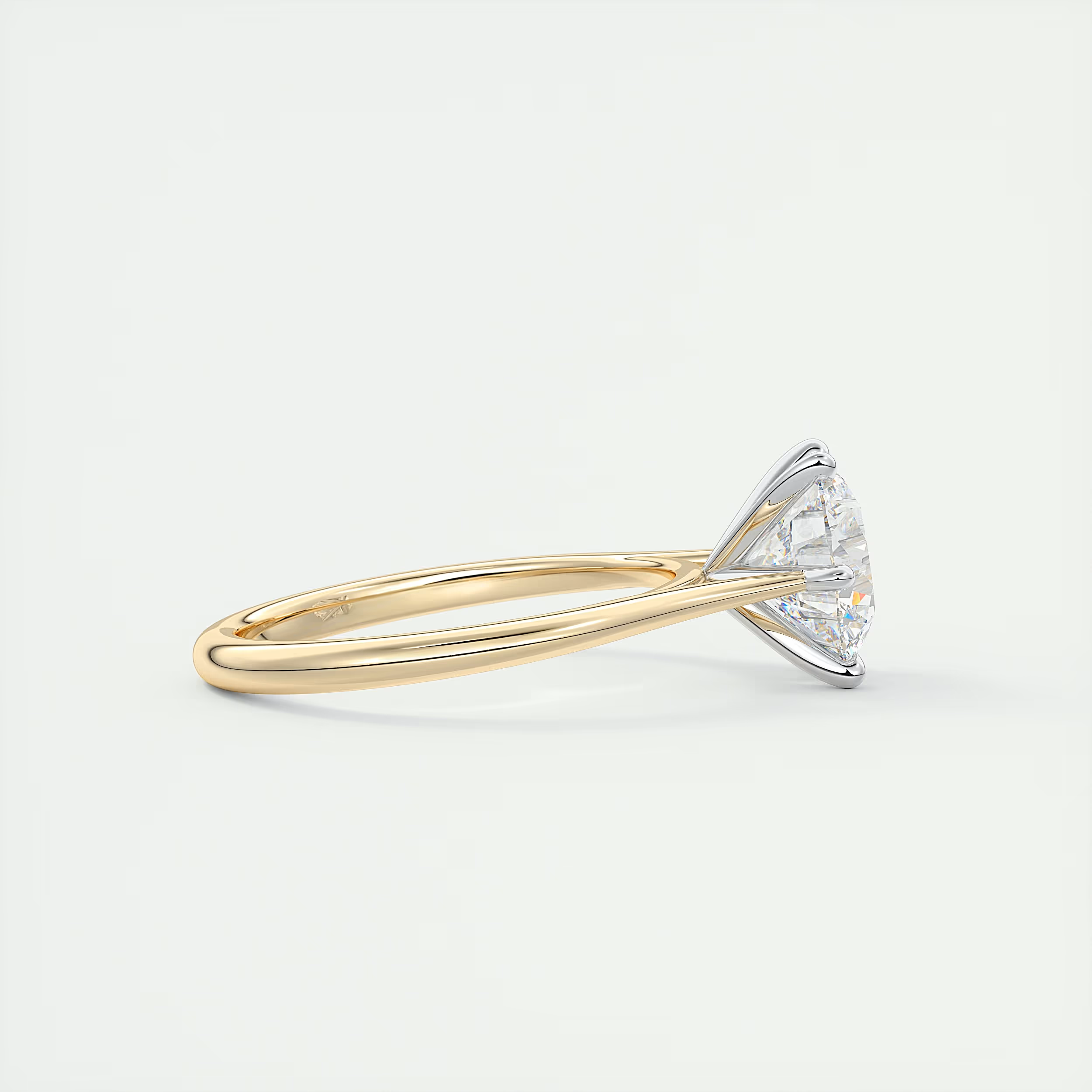 2 Carat Round Gold Cathedral Solitaire with Platinum Prongs 3