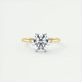 2 Carat Round Gold Cathedral Solitaire with Platinum Prongs