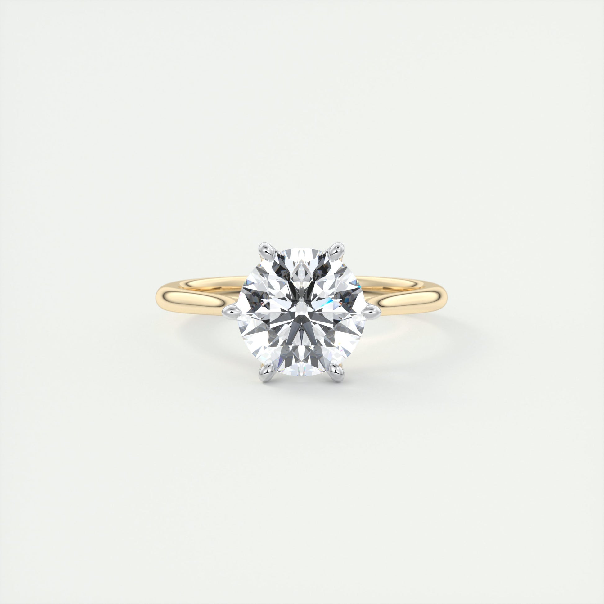2 Carat Round Gold Cathedral Solitaire with Platinum Prongs