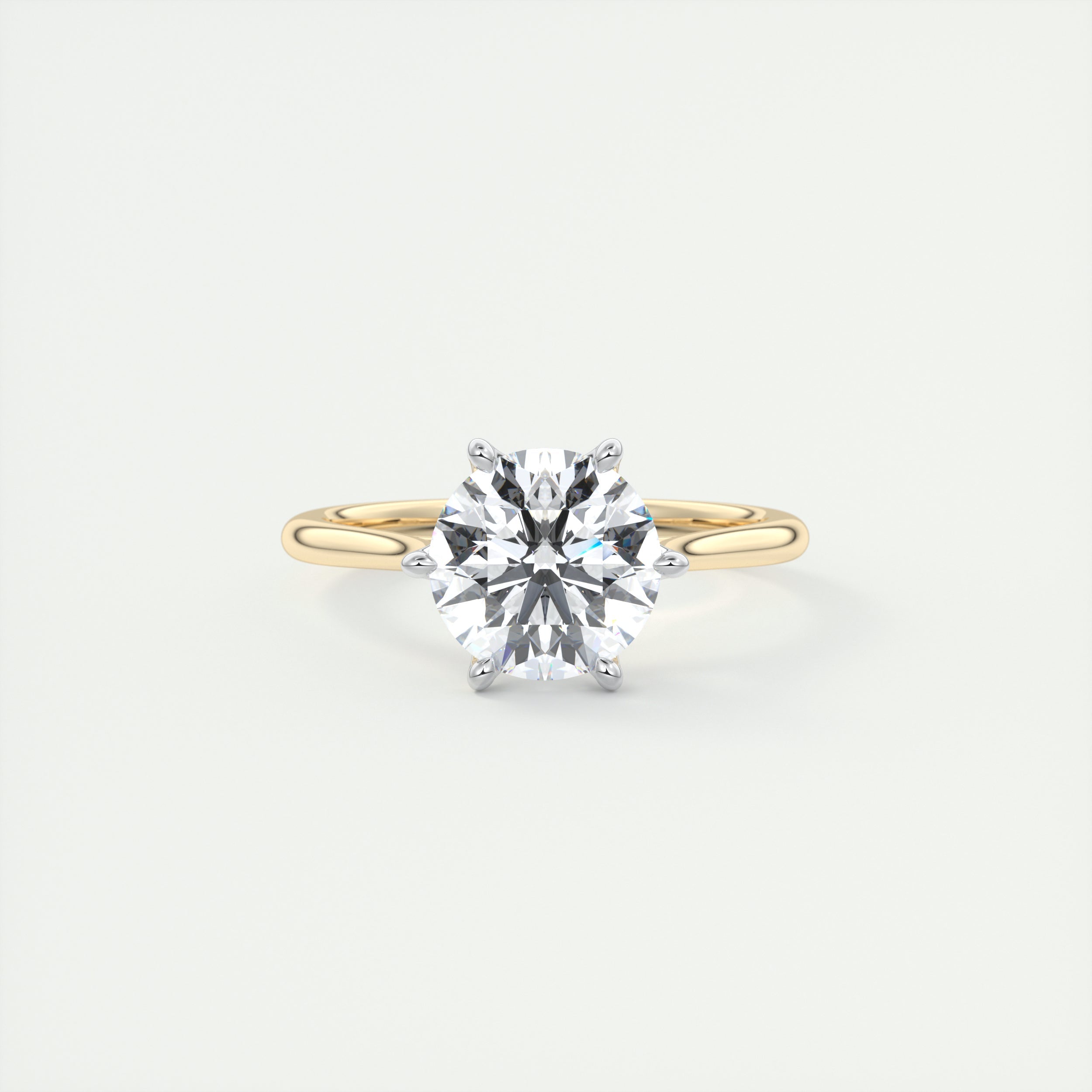 2 Carat Round Gold Cathedral Solitaire with Platinum Prongs