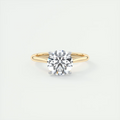 2 Carat Round Gold Cathedral Solitaire with Platinum Prongs 2