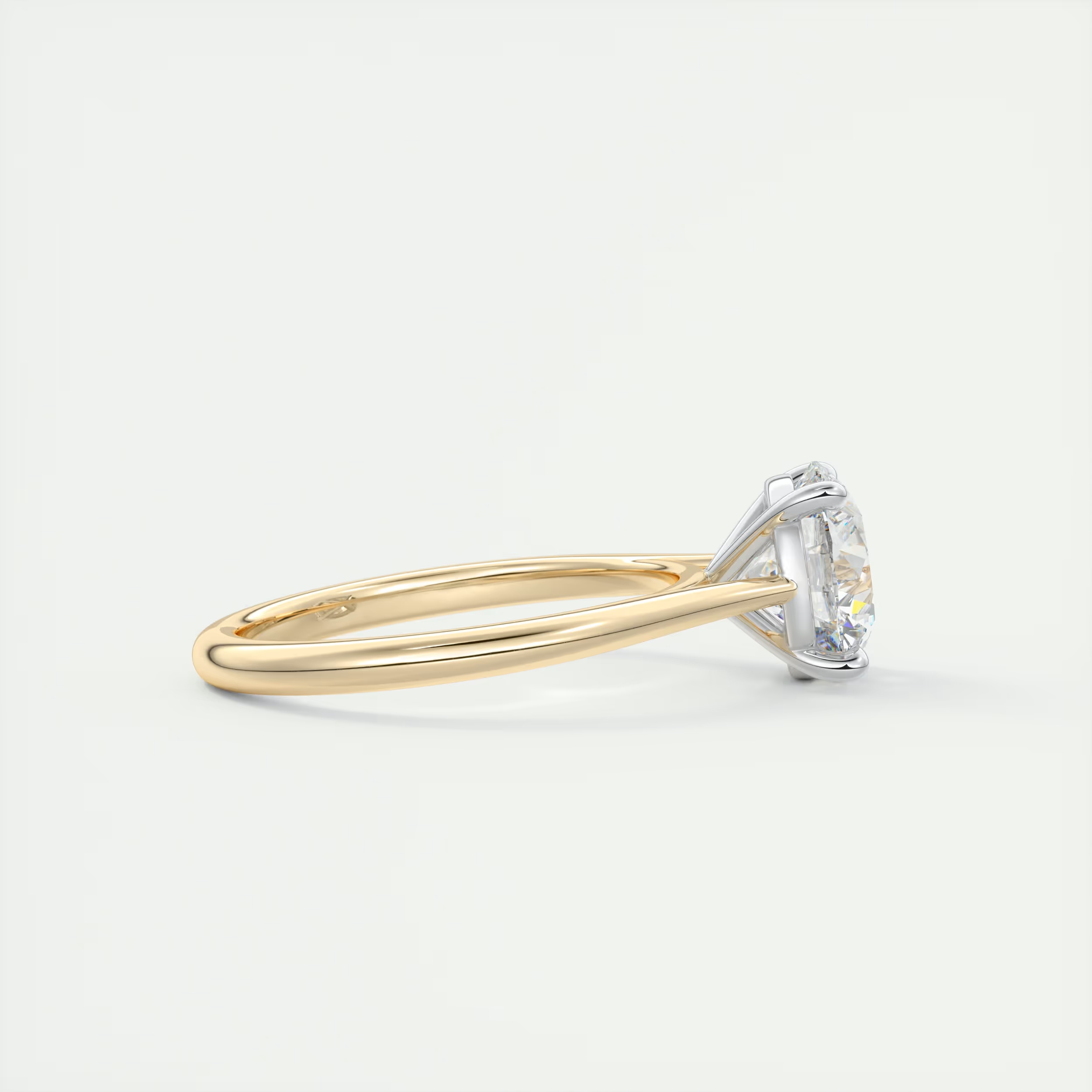 2 Carat Round Gold Cathedral Solitaire with Platinum Prongs 2