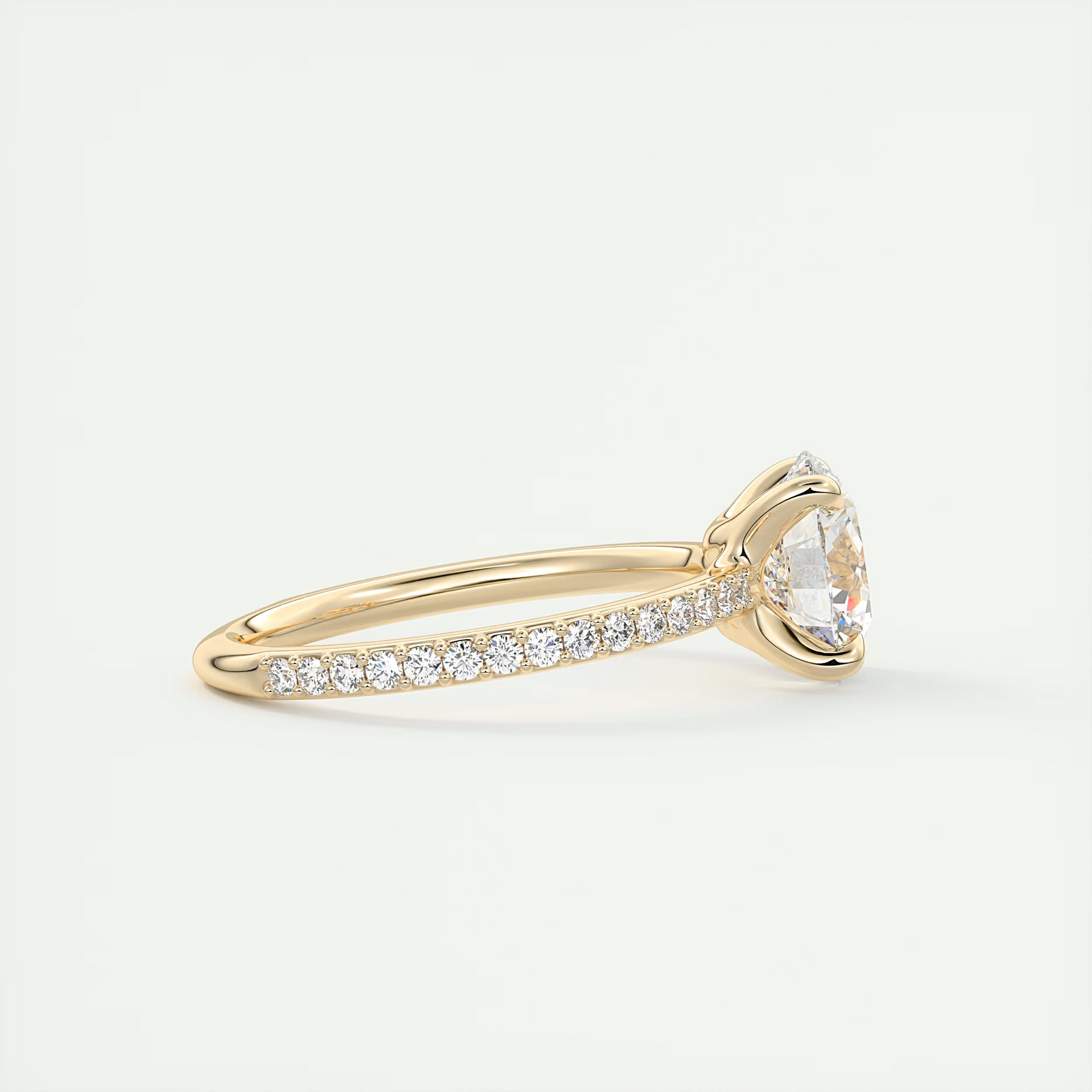 2 Carat Low Profile Round Pavé Solitaire