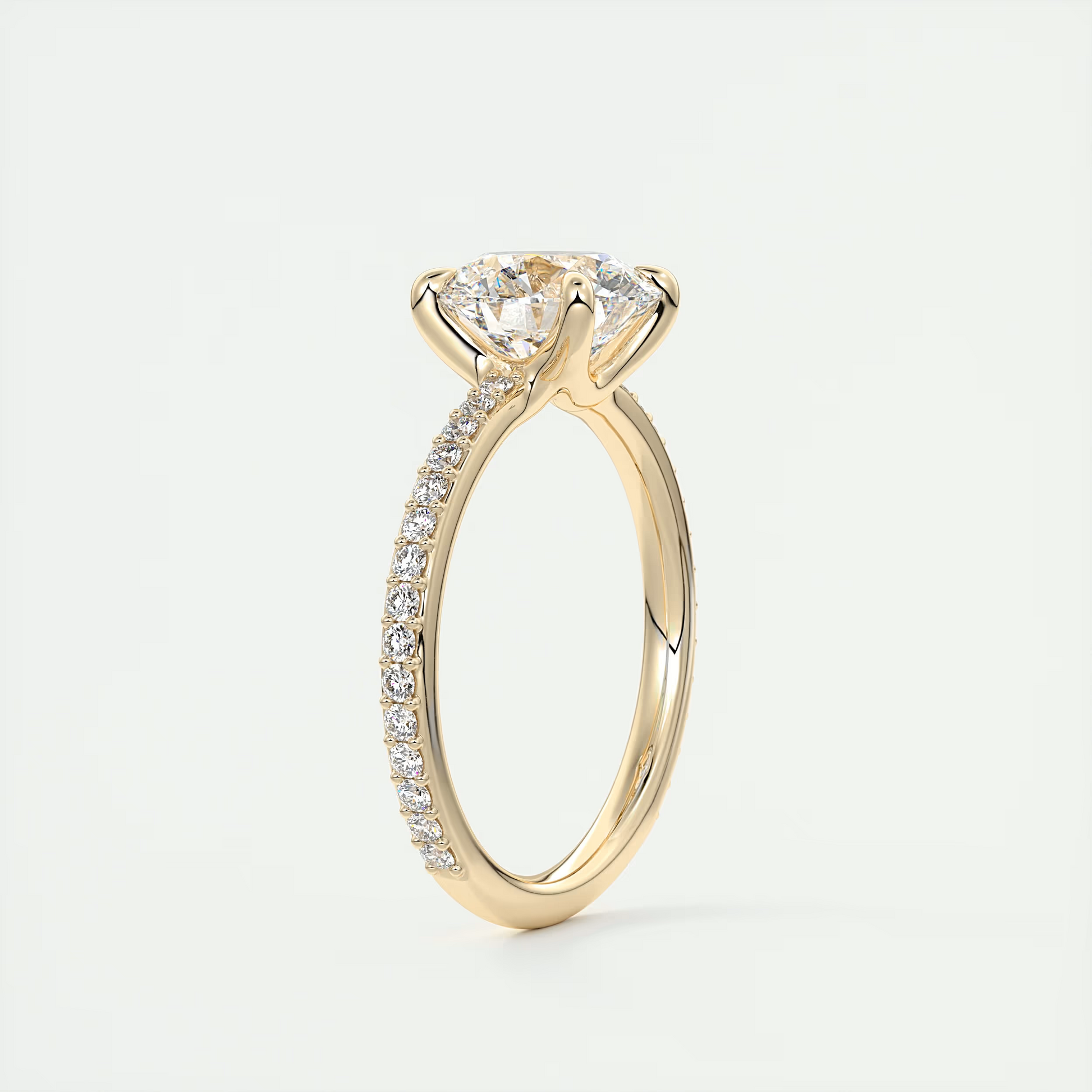 2 Carat Low Profile Round Pavé Solitaire