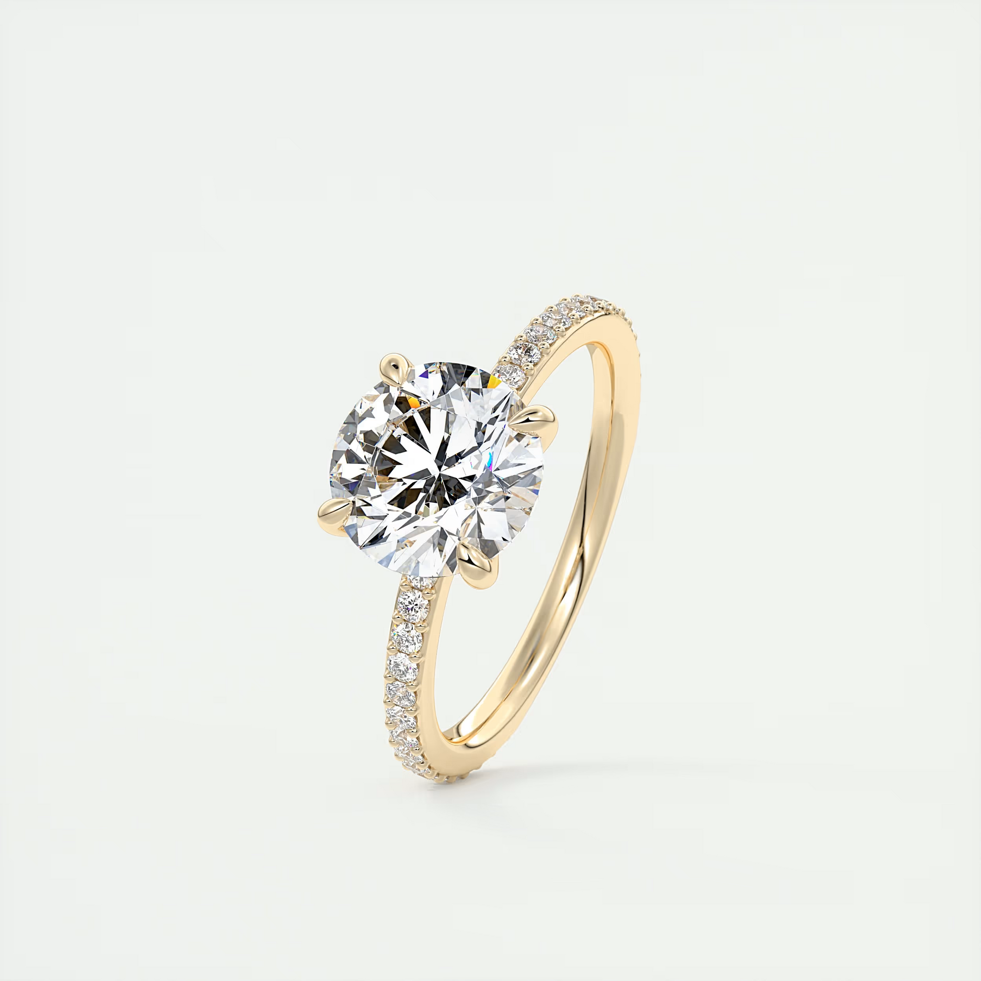2 Carat Low Profile Round Pavé Solitaire
