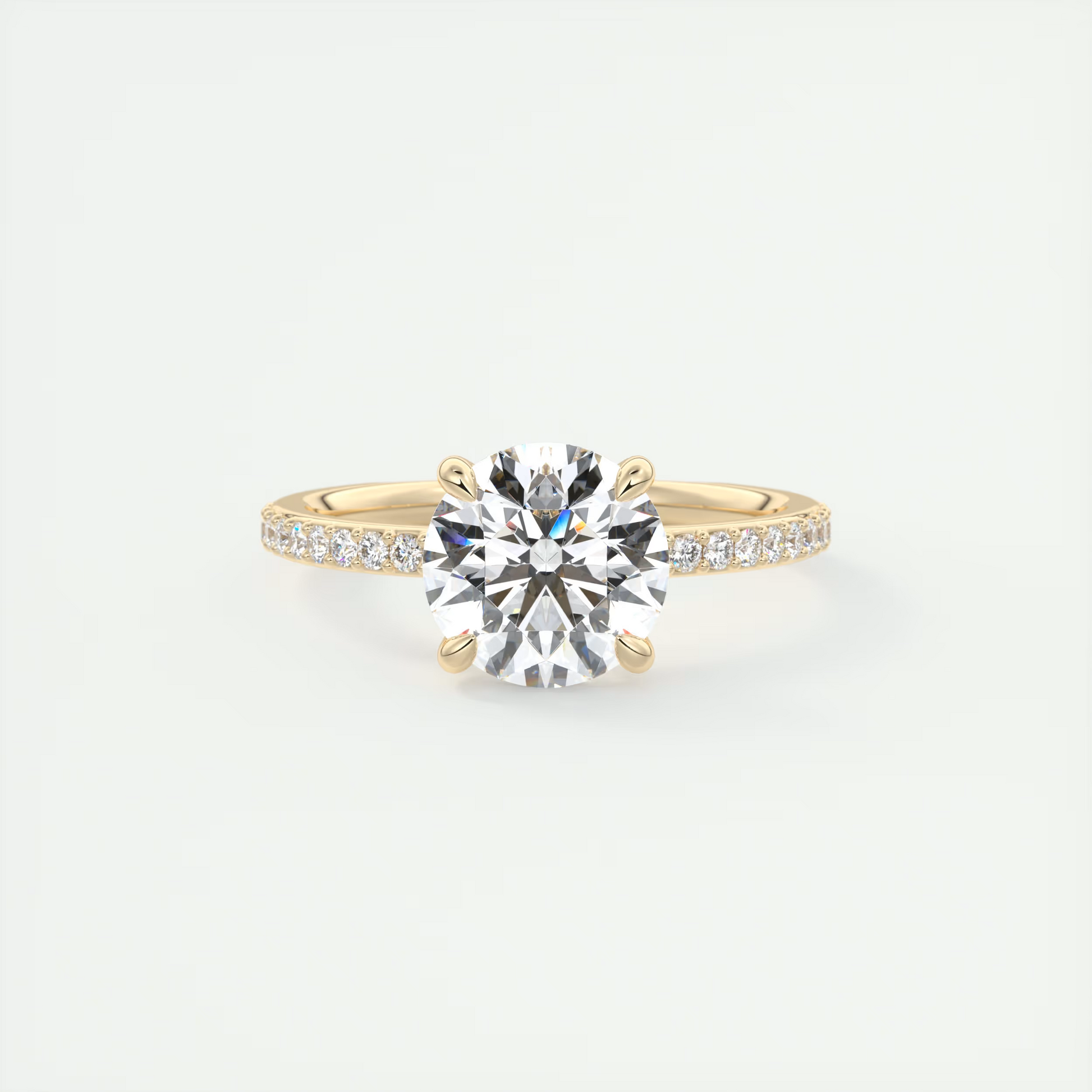2 Carat Low Profile Round Pavé Solitaire