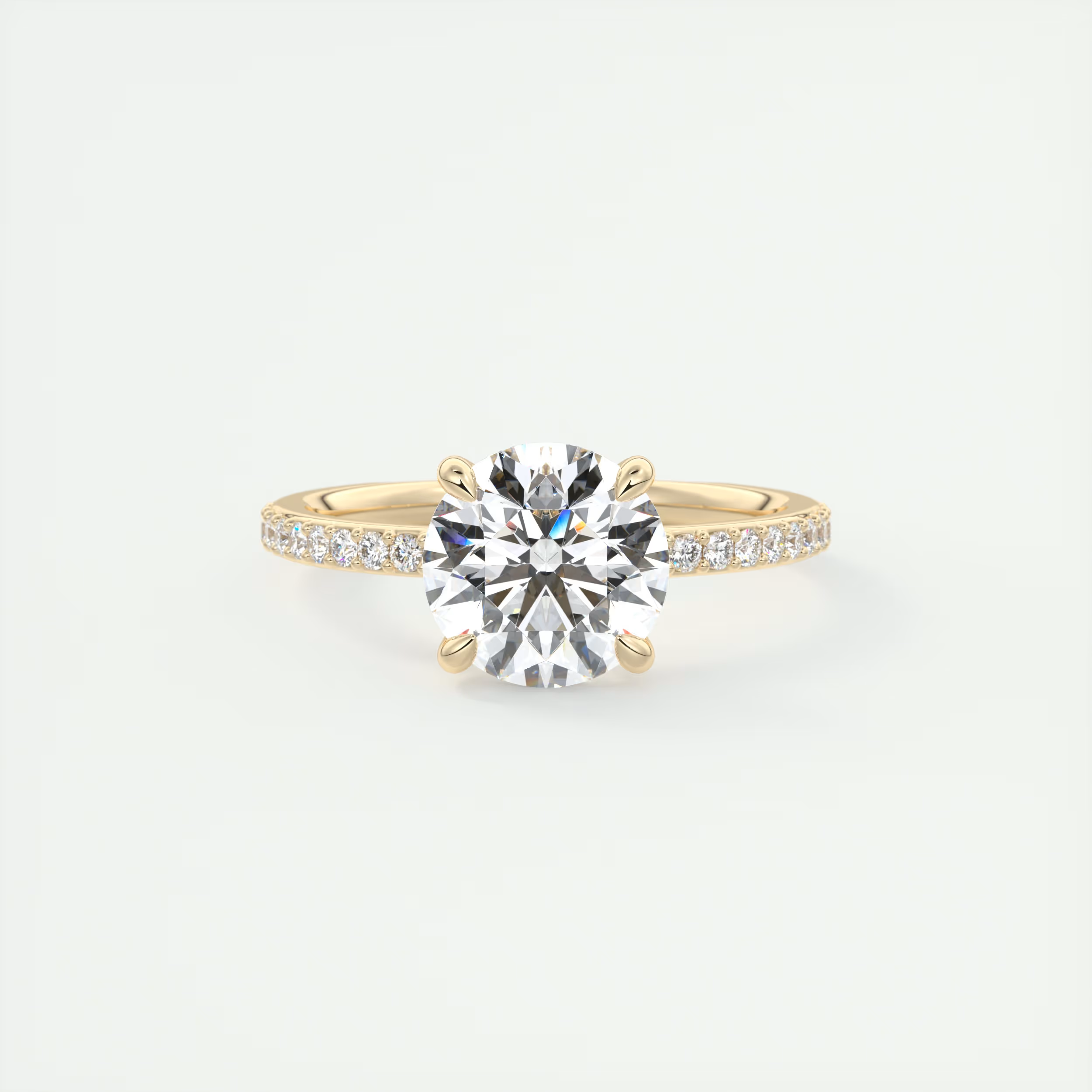 2 Carat Low Profile Round Pavé Solitaire