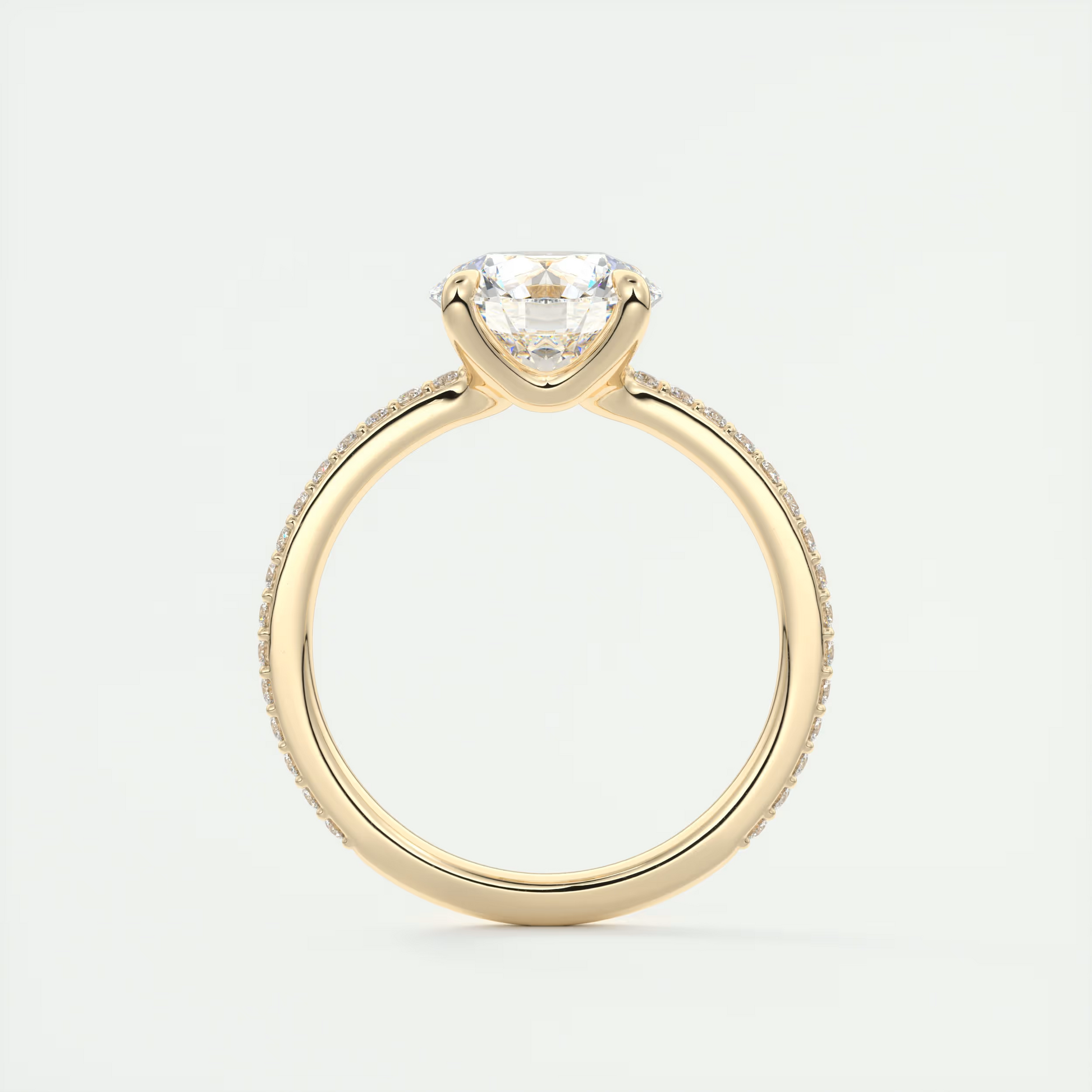 2 Carat Low Profile Round Pavé Solitaire