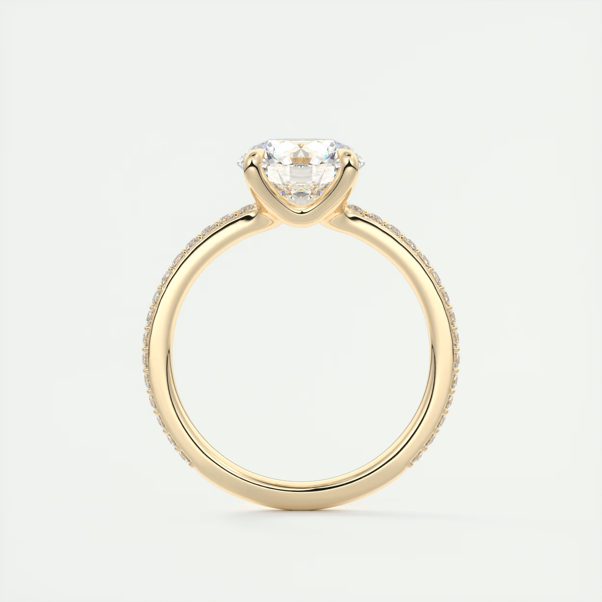 2 Carat Low Profile Round Pavé Solitaire