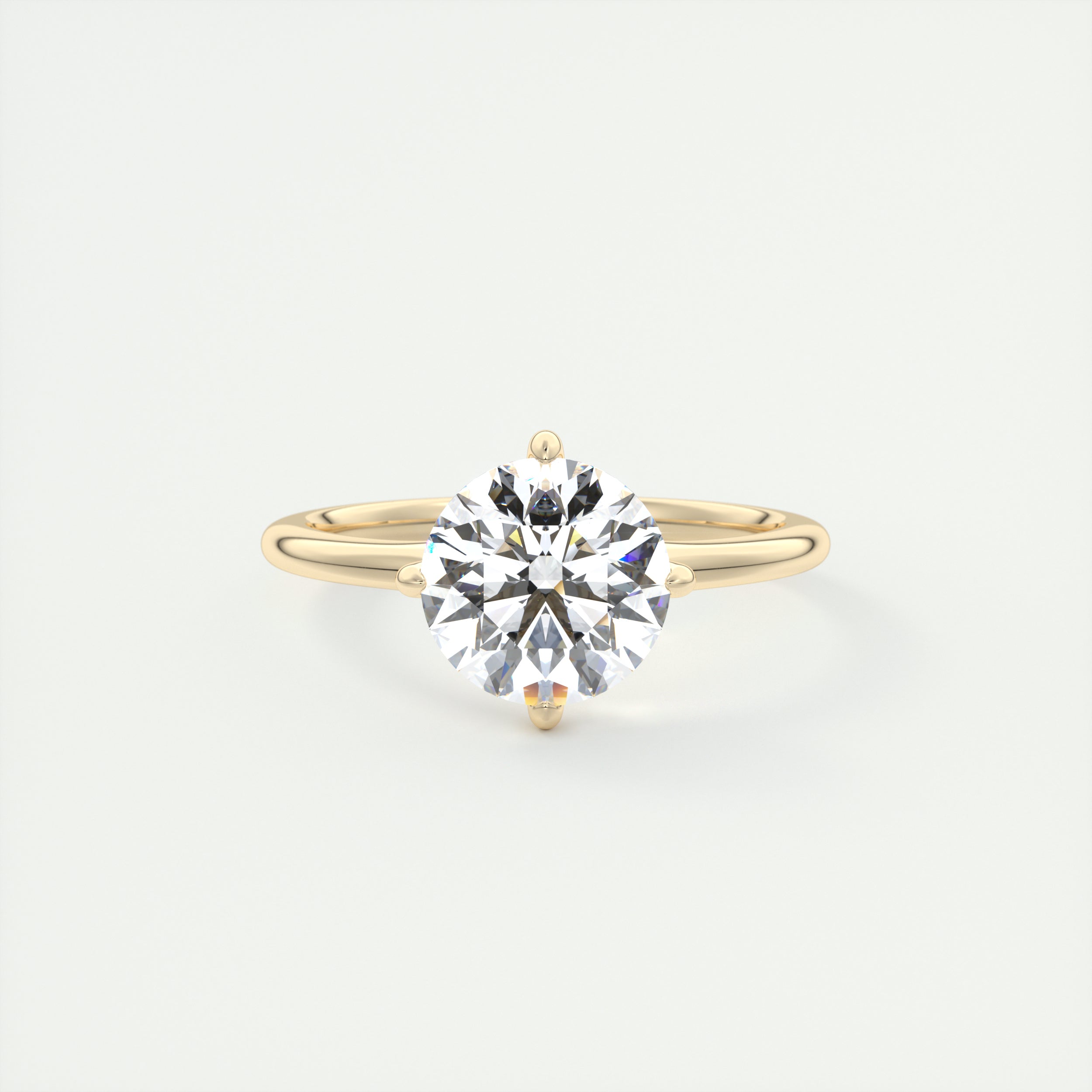 2 Carat Round Low Profile Compass Point Solitaire