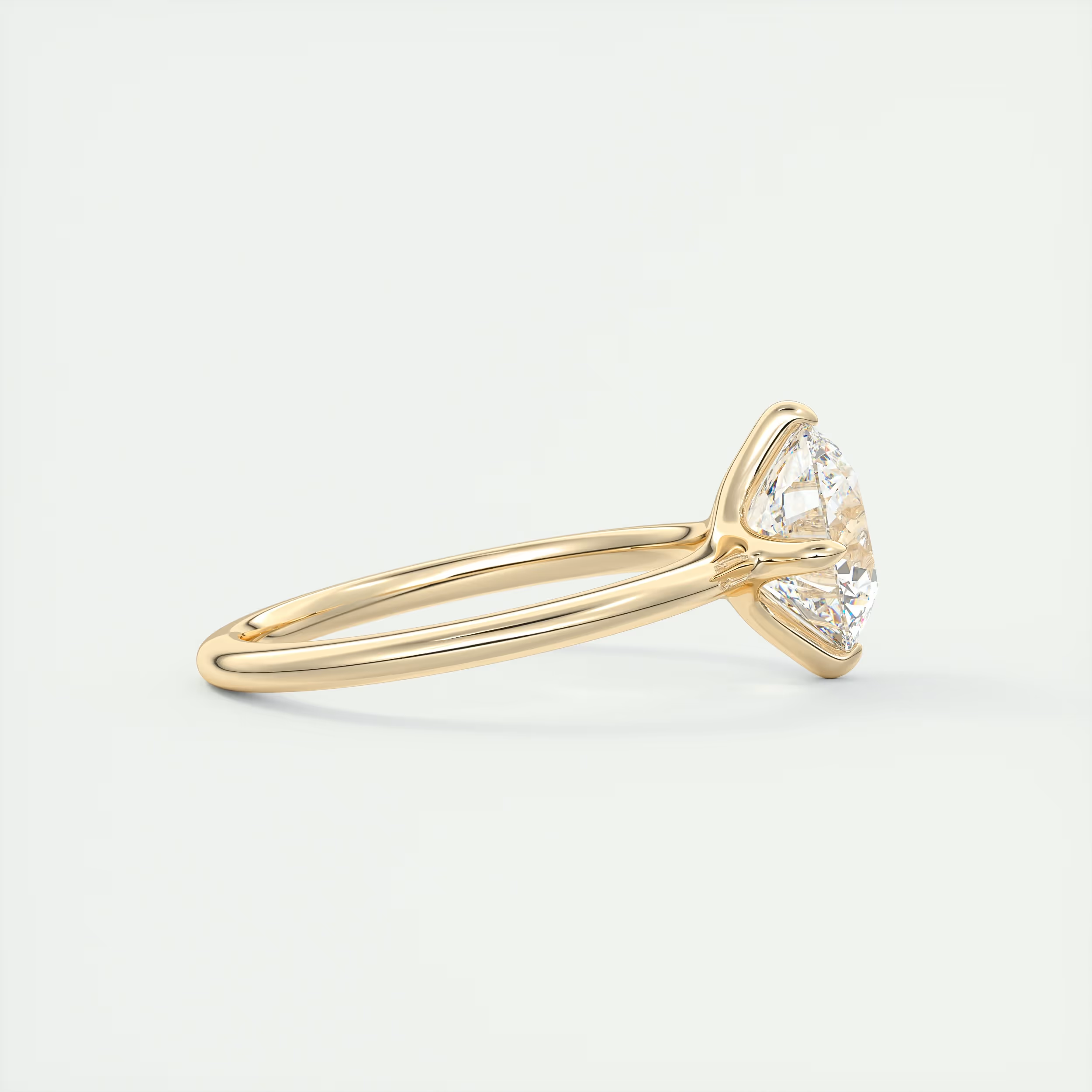 2 Carat Round Low Profile Compass Point Solitaire