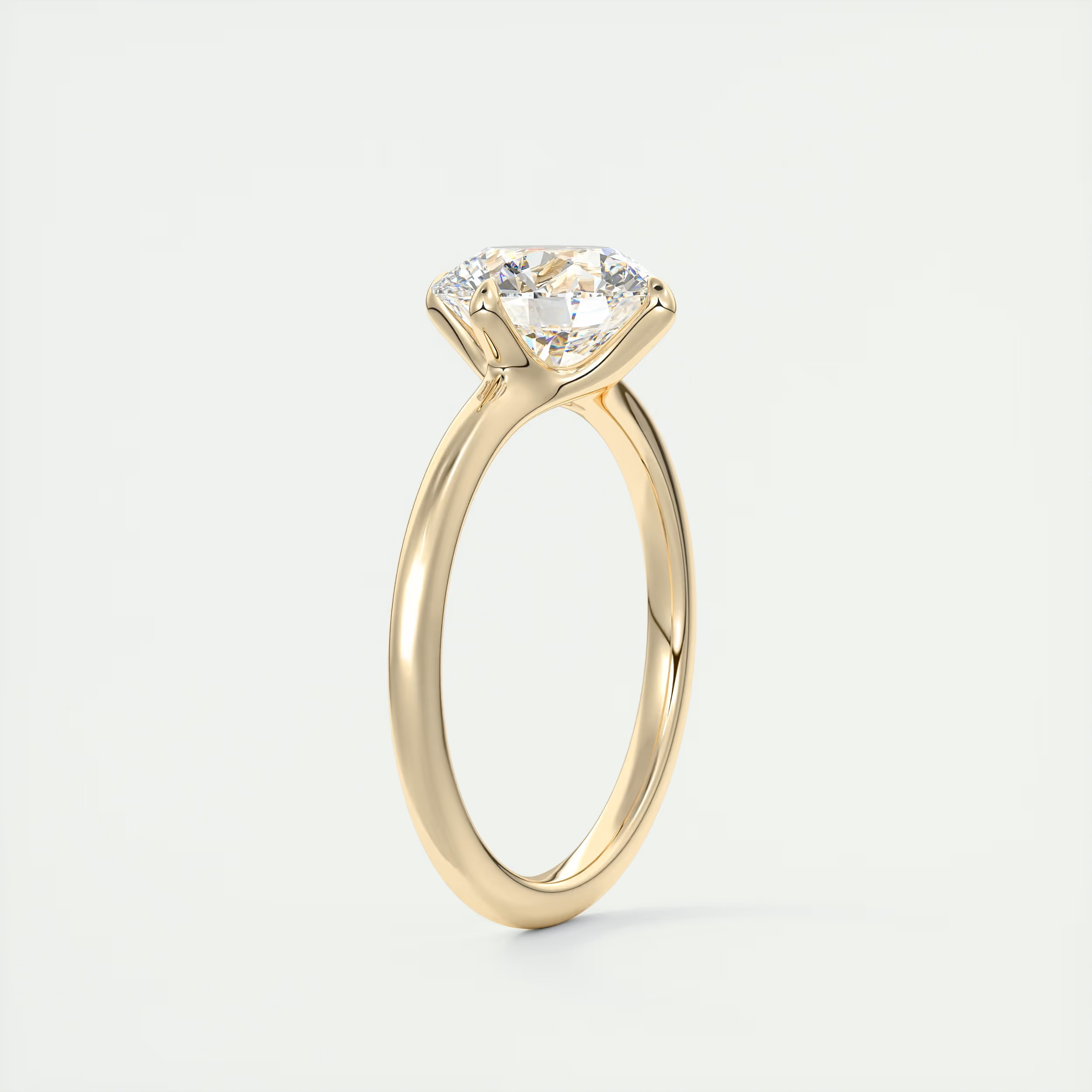 2 Carat Round Low Profile Compass Point Solitaire