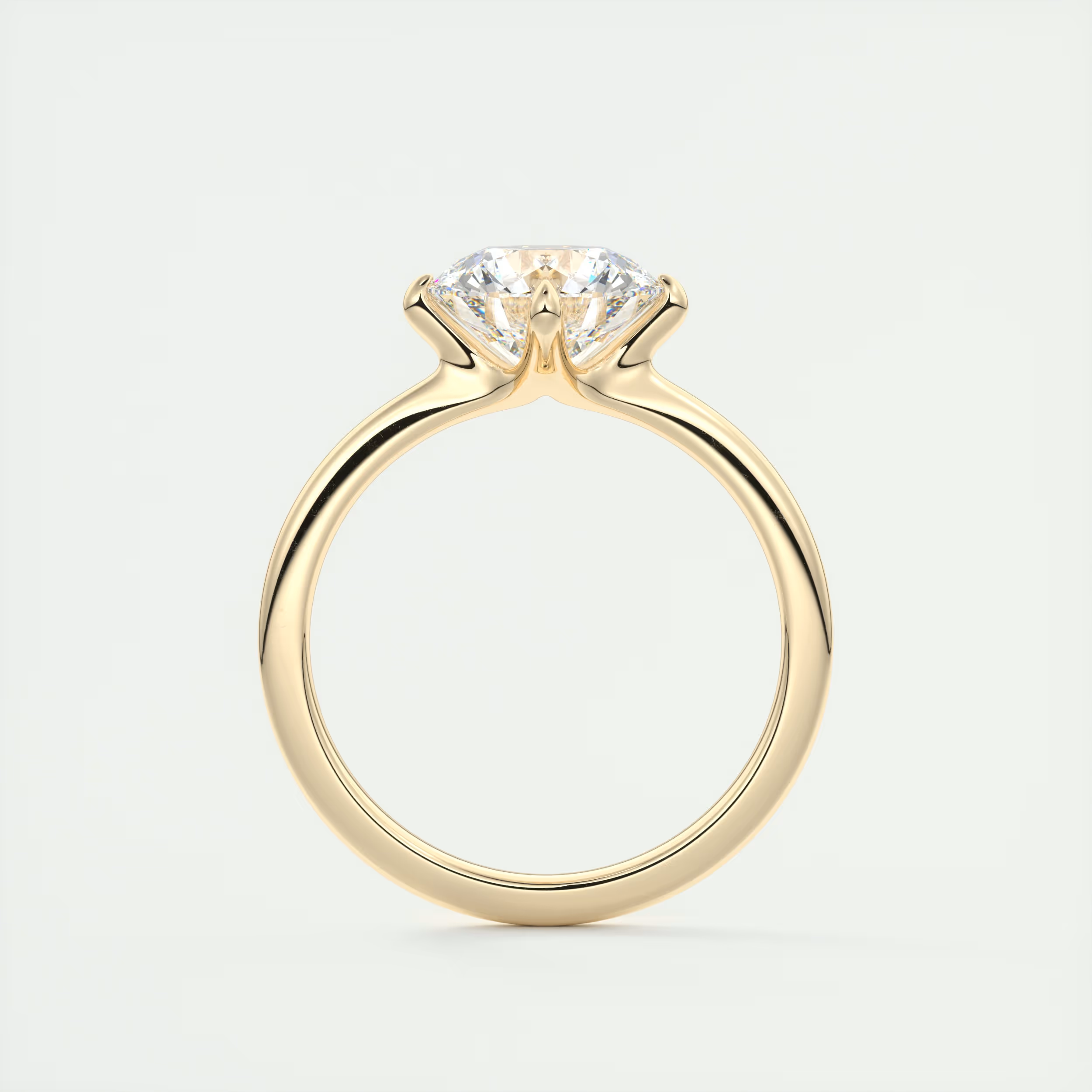 2 Carat Round Low Profile Compass Point Solitaire