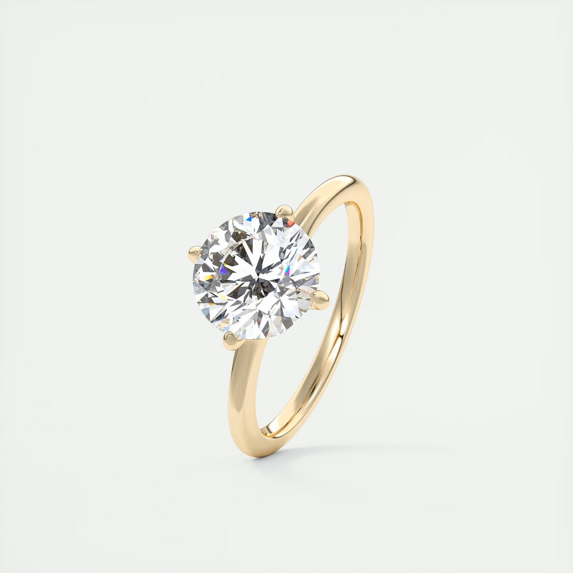 2 Carat Round Low Profile Compass Point Solitaire