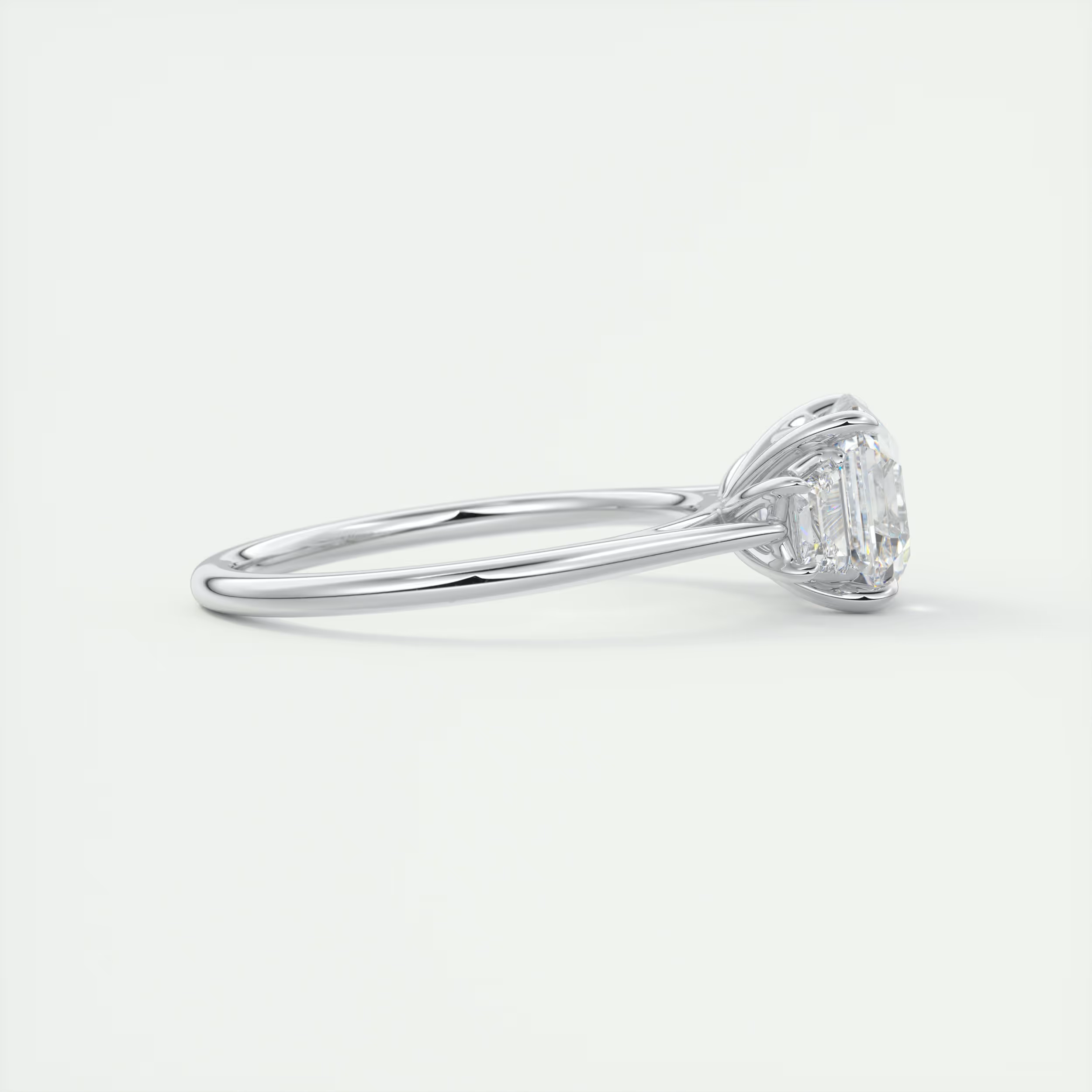 Geometry 2 Carat Asscher-Cut Trapezoid Three-Stone Diamond Ring